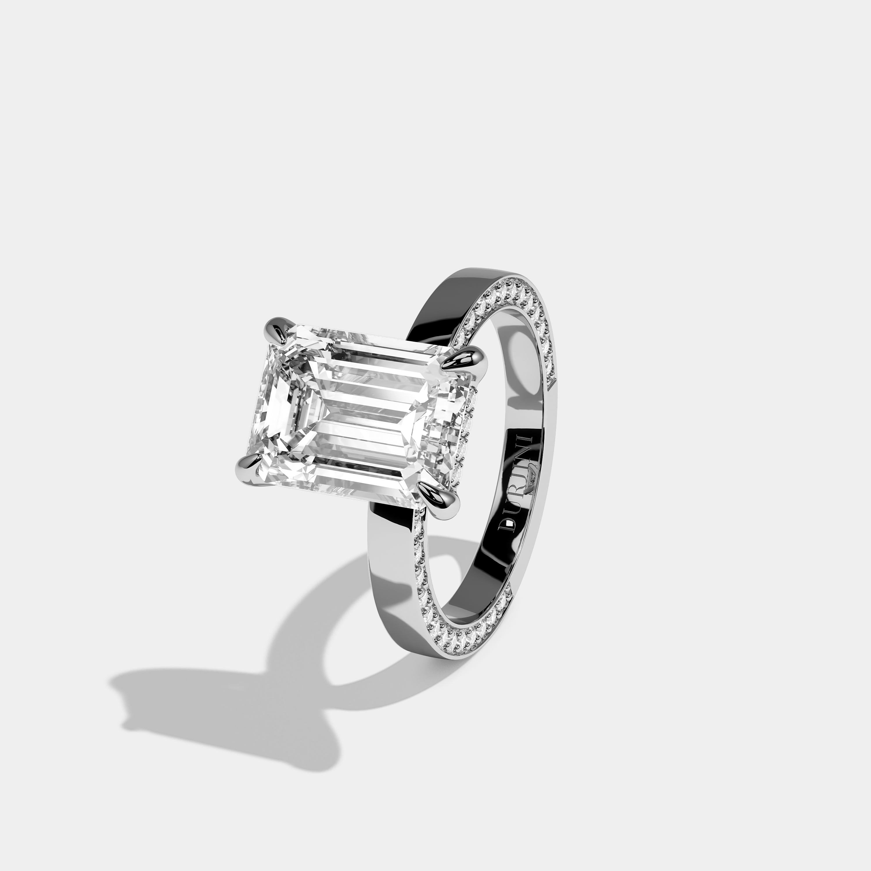 Beatrice Diamond Emerald Cut Engagement Ring 18K White Gold 8.00ct