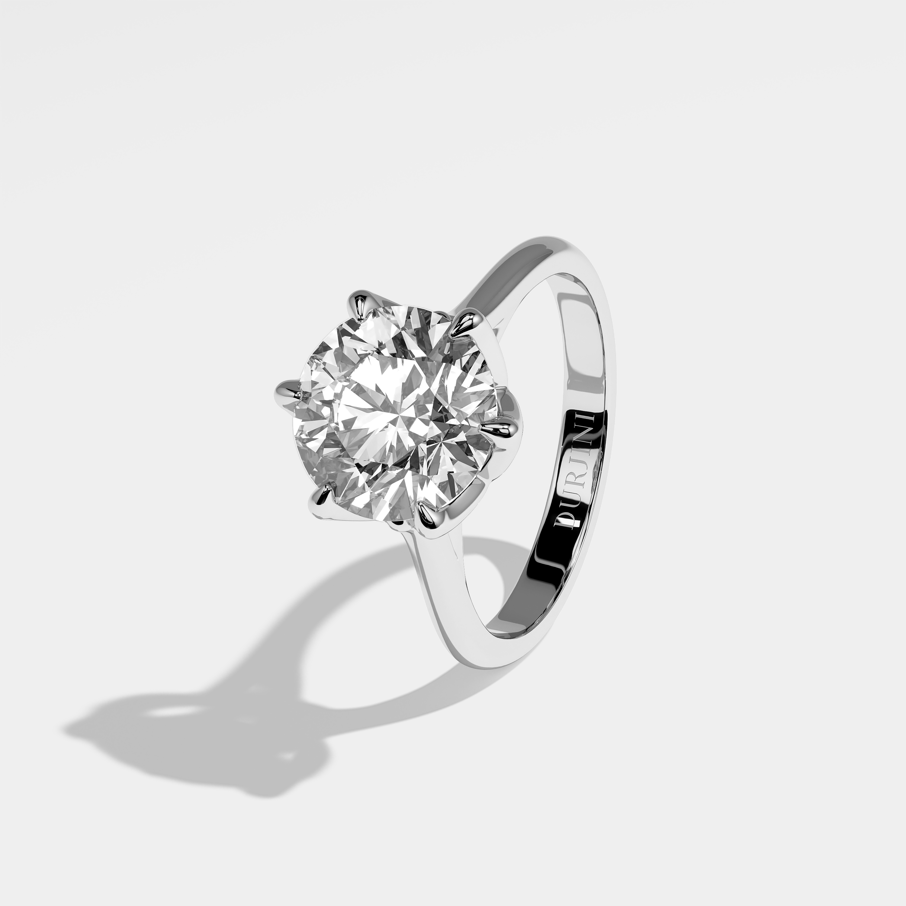 Alina Diamond Round Brilliant Engagement Ring 18K White Gold 3.50ct