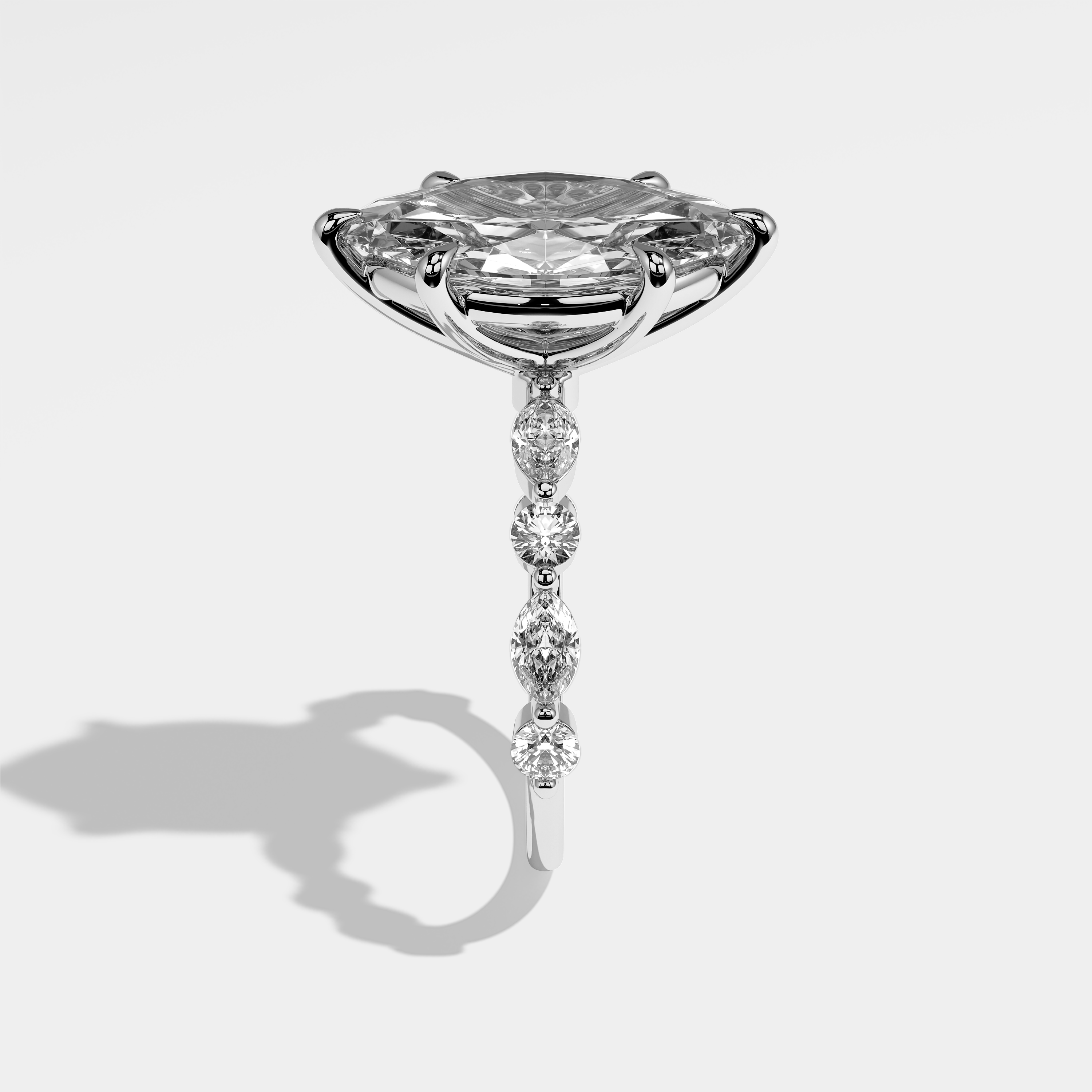 Side View – Kurbãni Durjini Aveline Diamond Marquise Engagement Ring White Gold