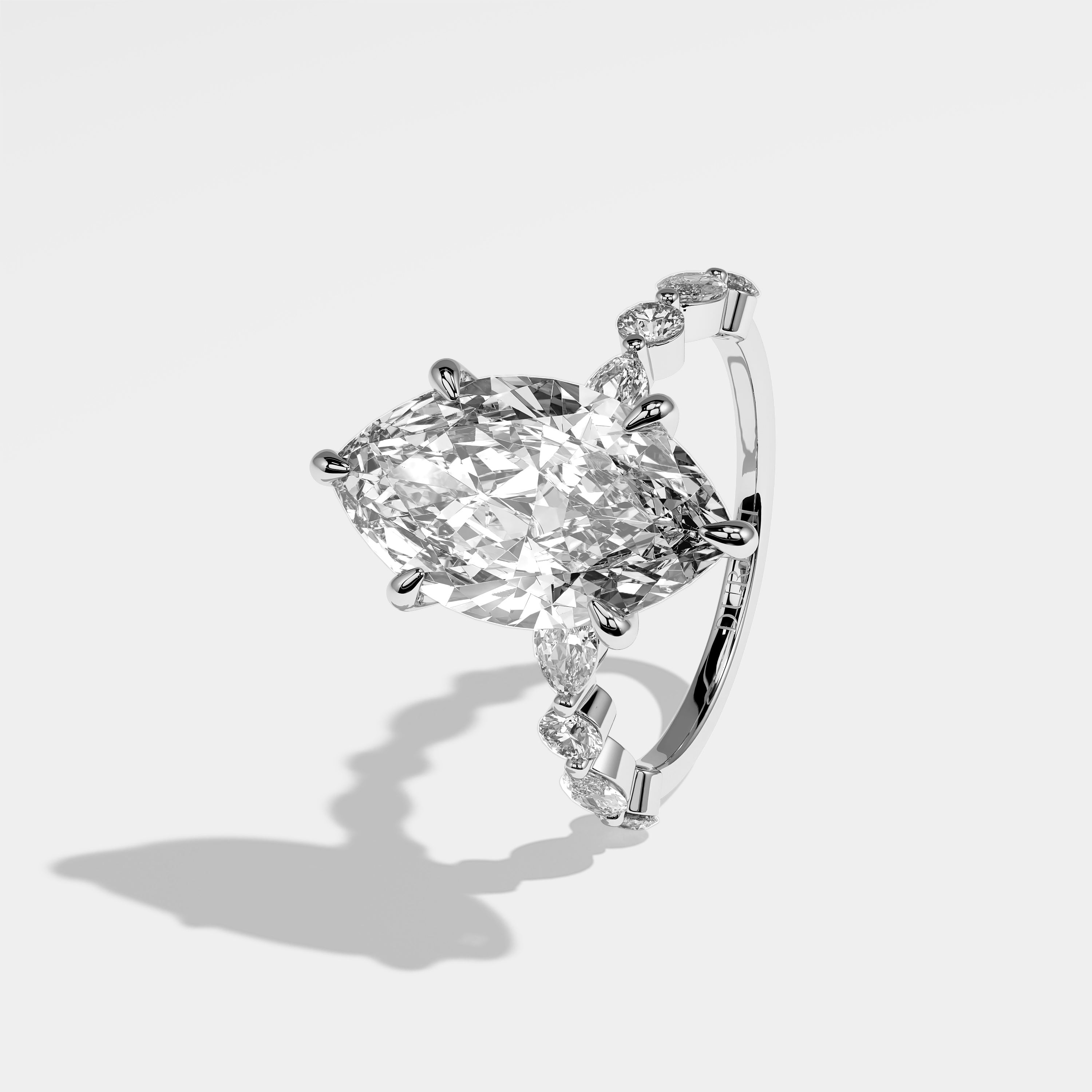Left View – Kurbãni Durjini Aveline Diamond Marquise Engagement Ring White Gold