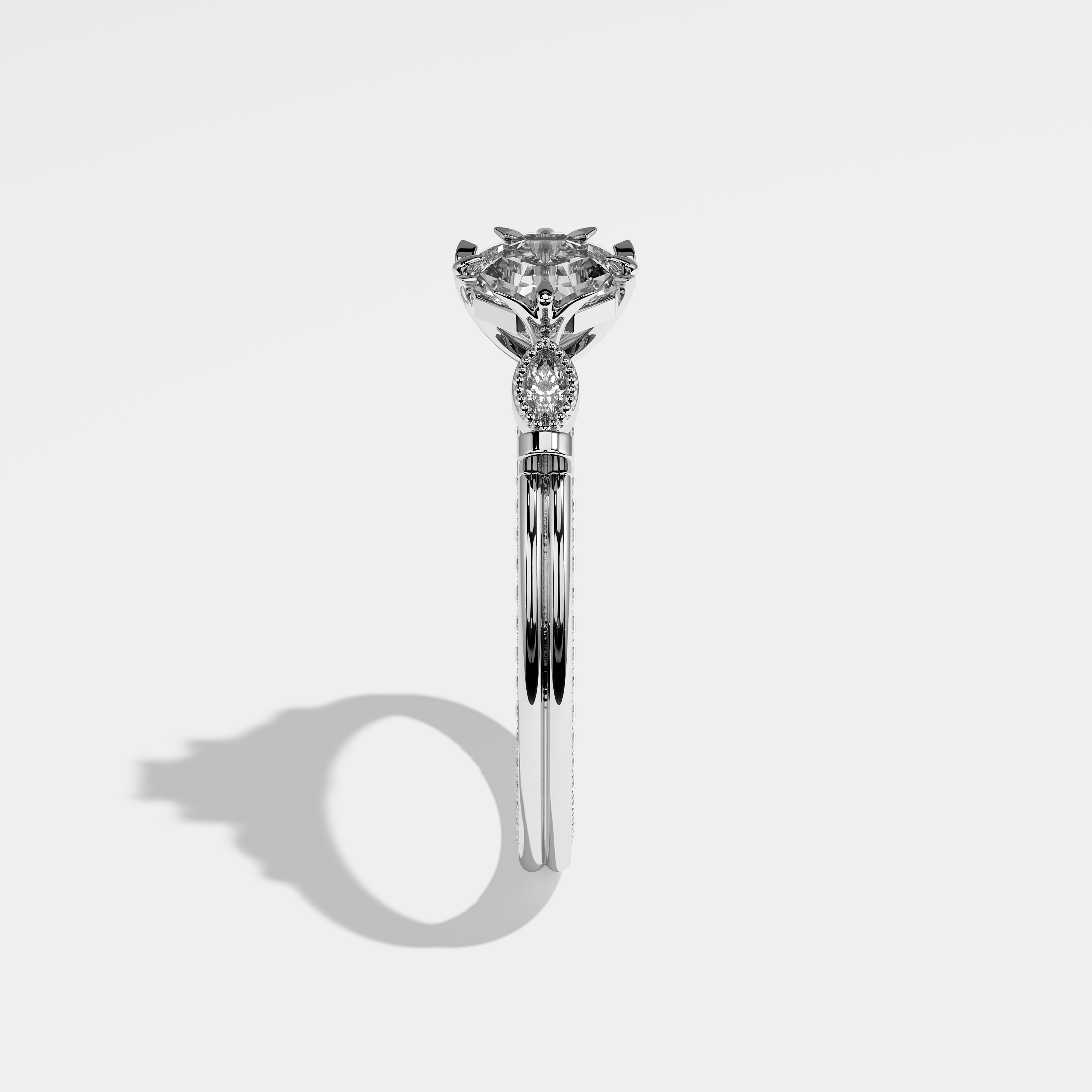 Side View – Kurbãni Durjini Amelie Diamond Round Brilliant Engagement Ring White Gold