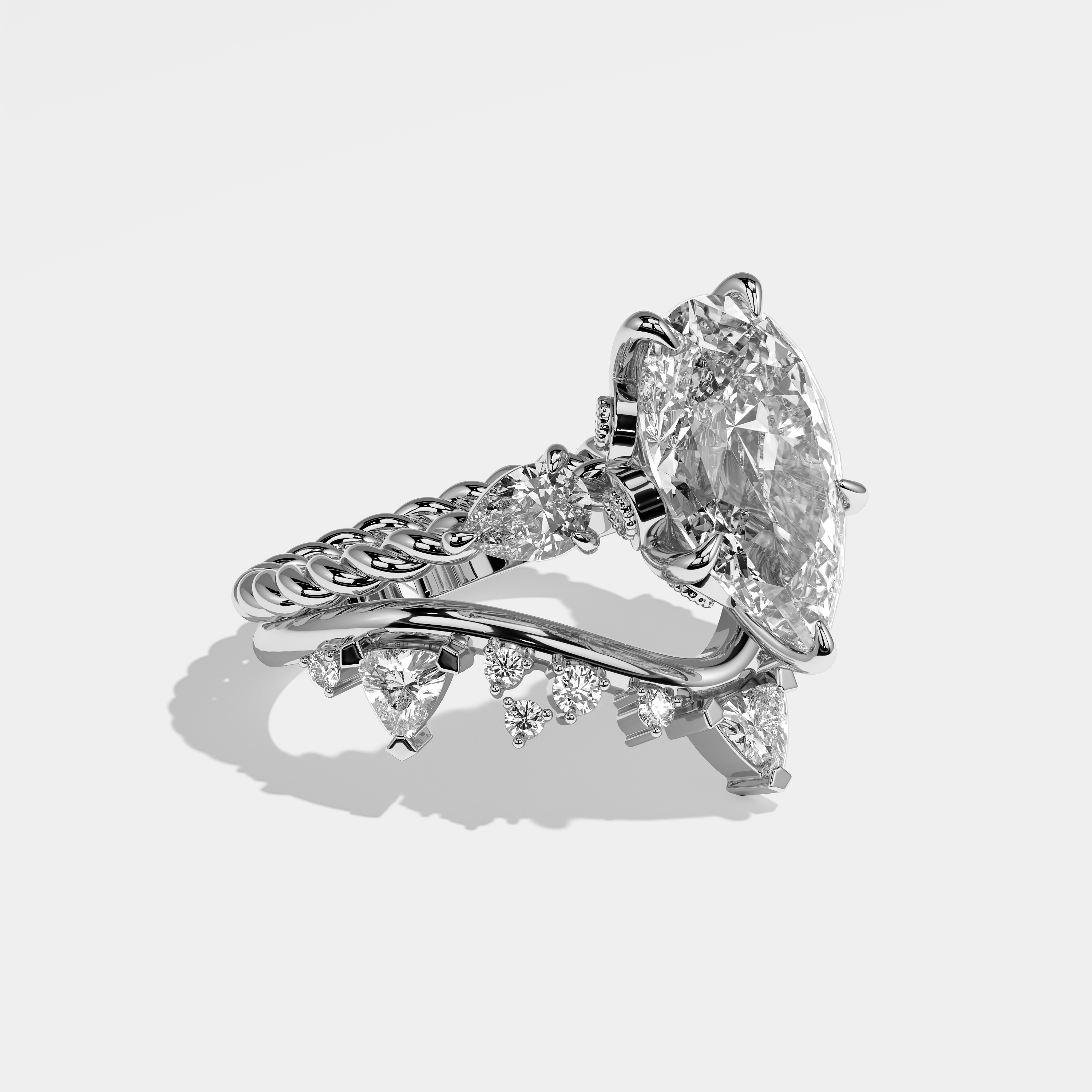Right View – Kurbãni Durjini Astrid Pear Engagement Ring White Gold (Set Of 2)
