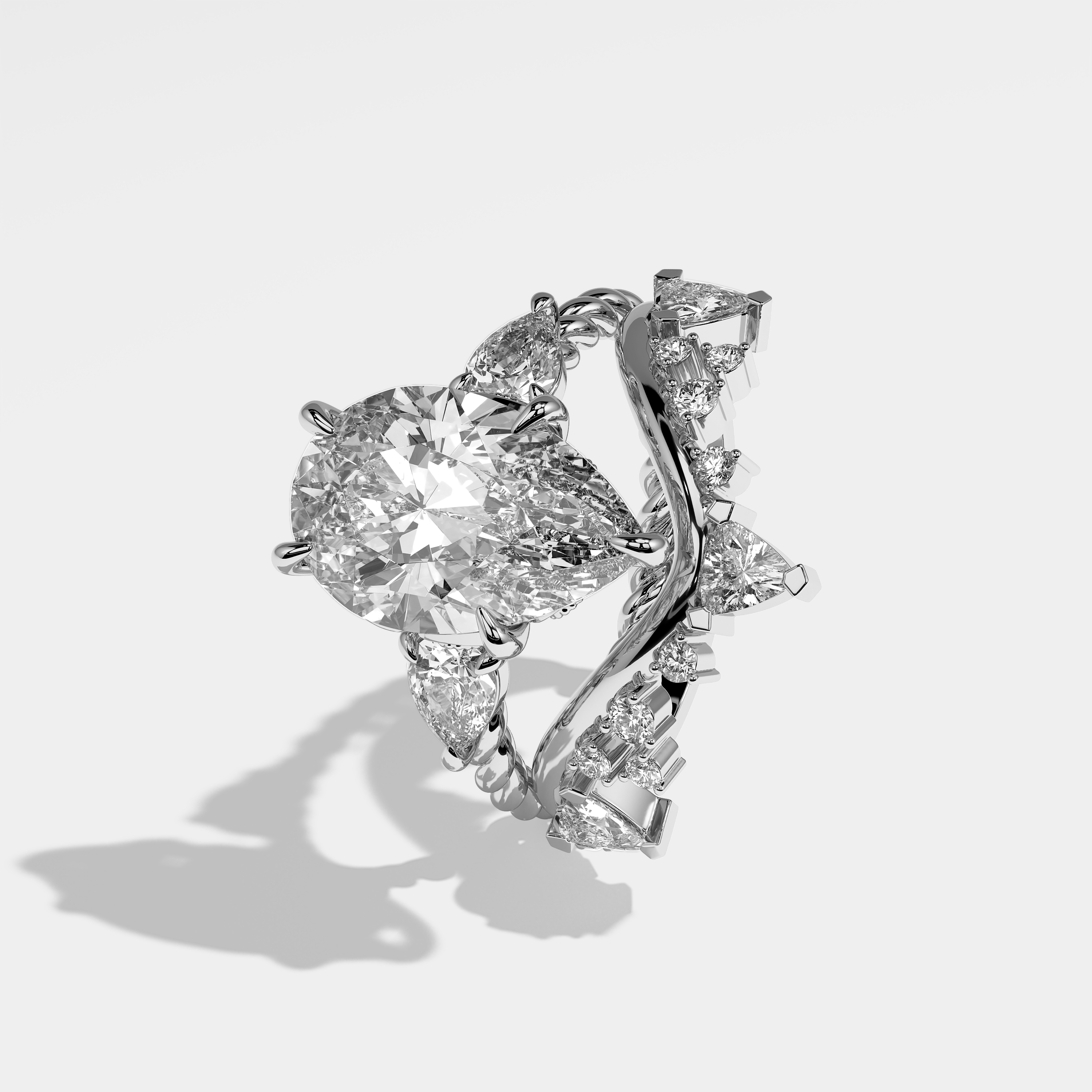 Astrid Pear Engagement Ring 18K White Gold 9.00ct (Set Of 2)