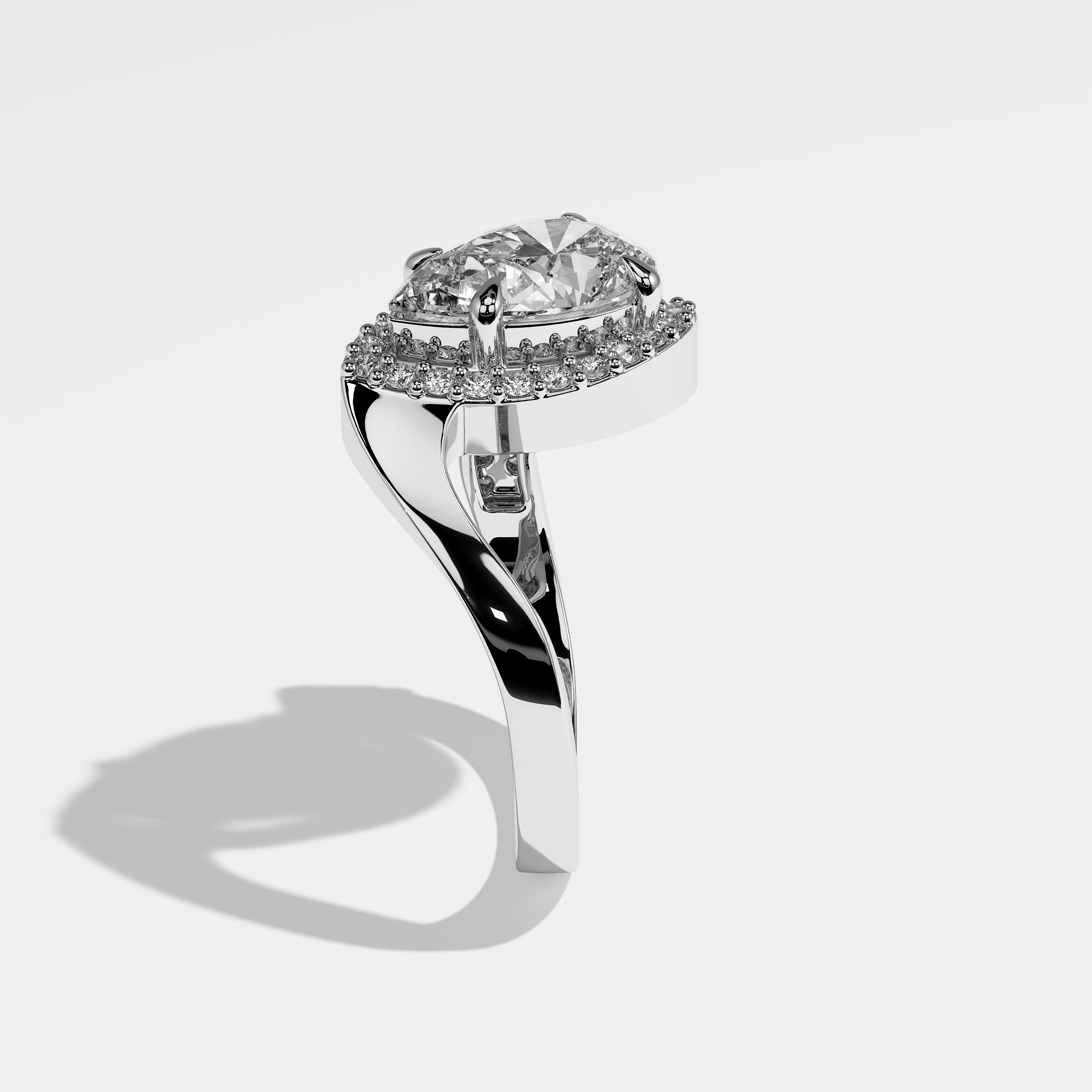 Side View – Kurbãni Durjini Aisling Diamond Pear Engagement Ring White Gold