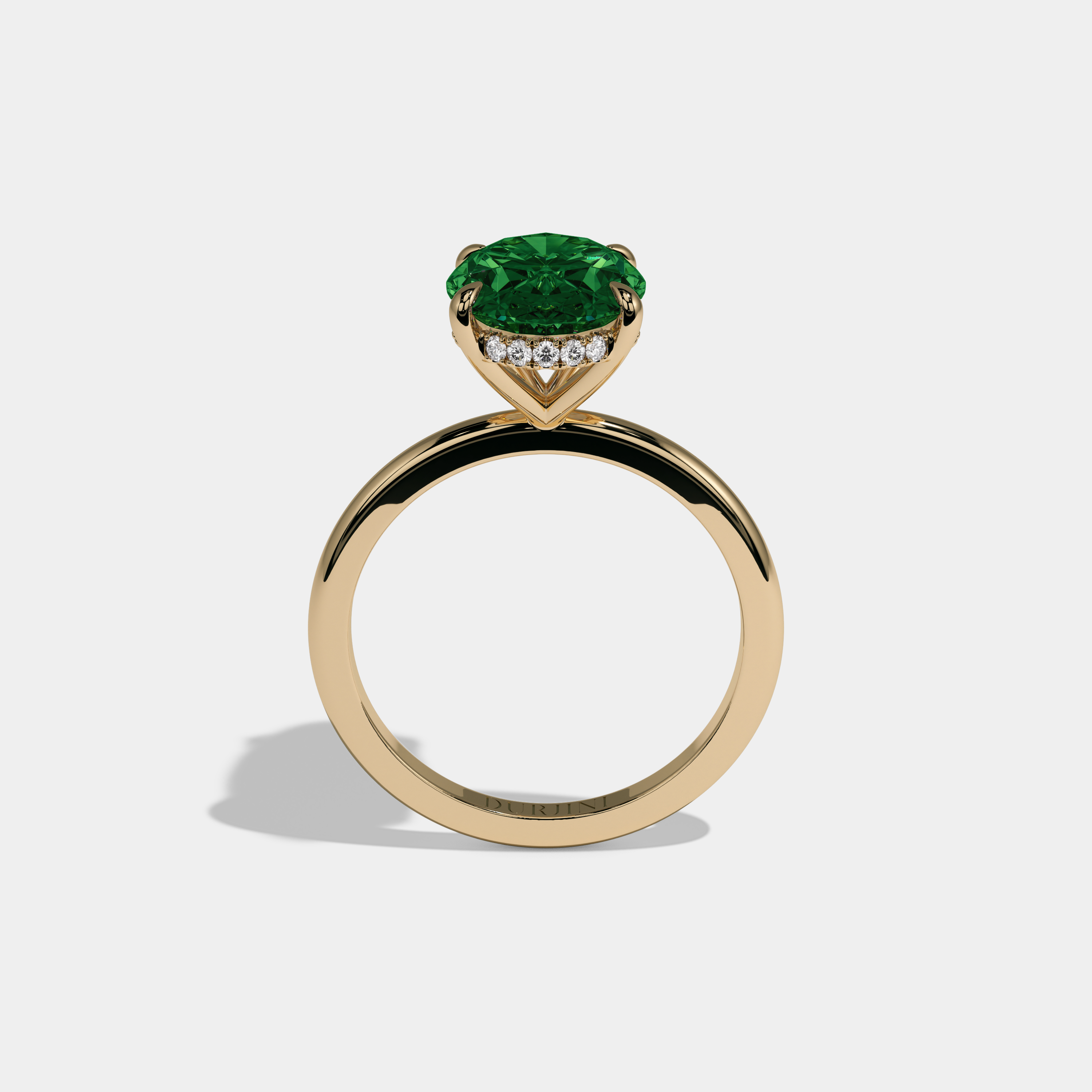 Helena Fancy Dark Green Oval Cut Diamond Plain Band Engagement Ring 6.5ct 18K Yellow Gold