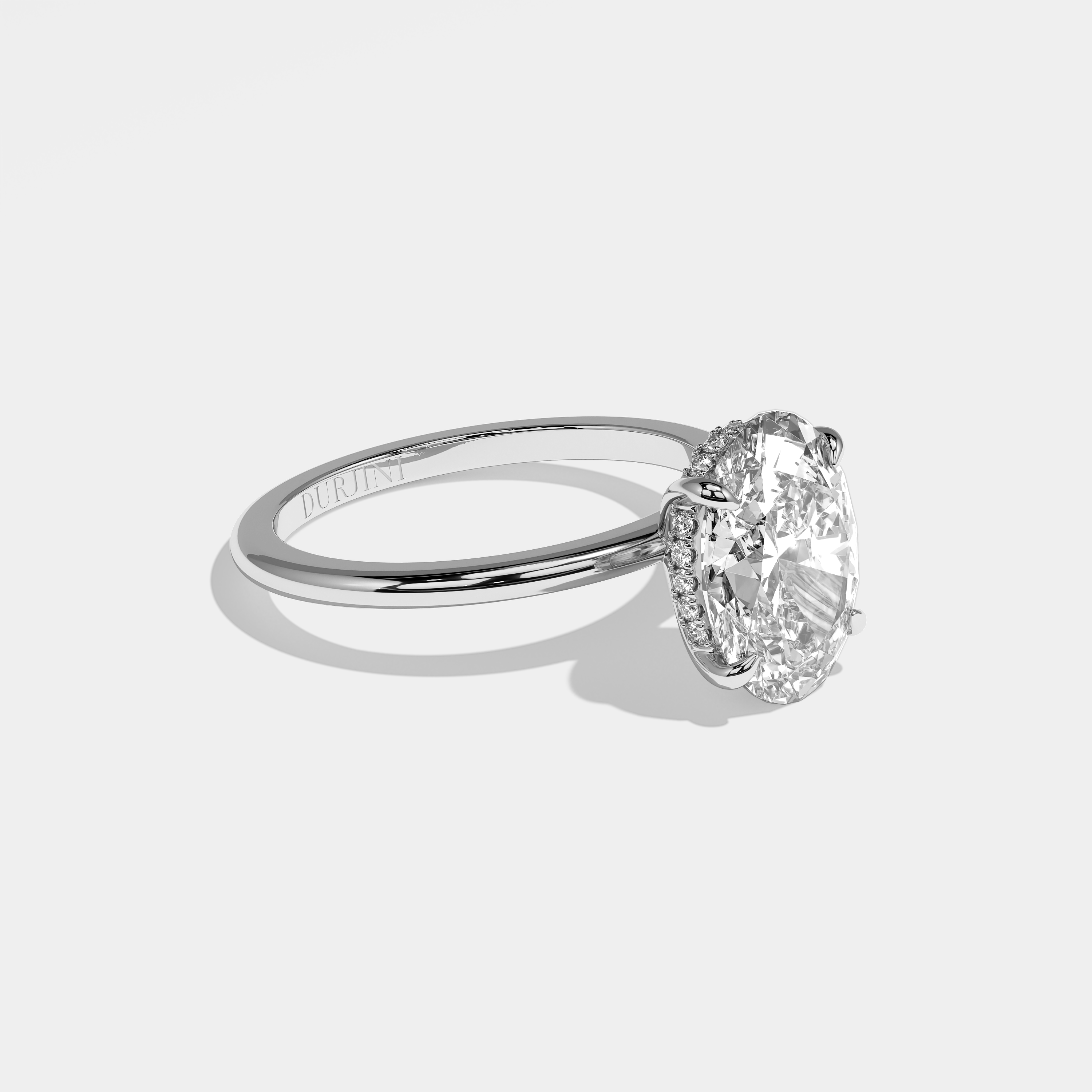 Ariane Diamond Oval Halo Engagement Ring 18K White Gold 3.50ct