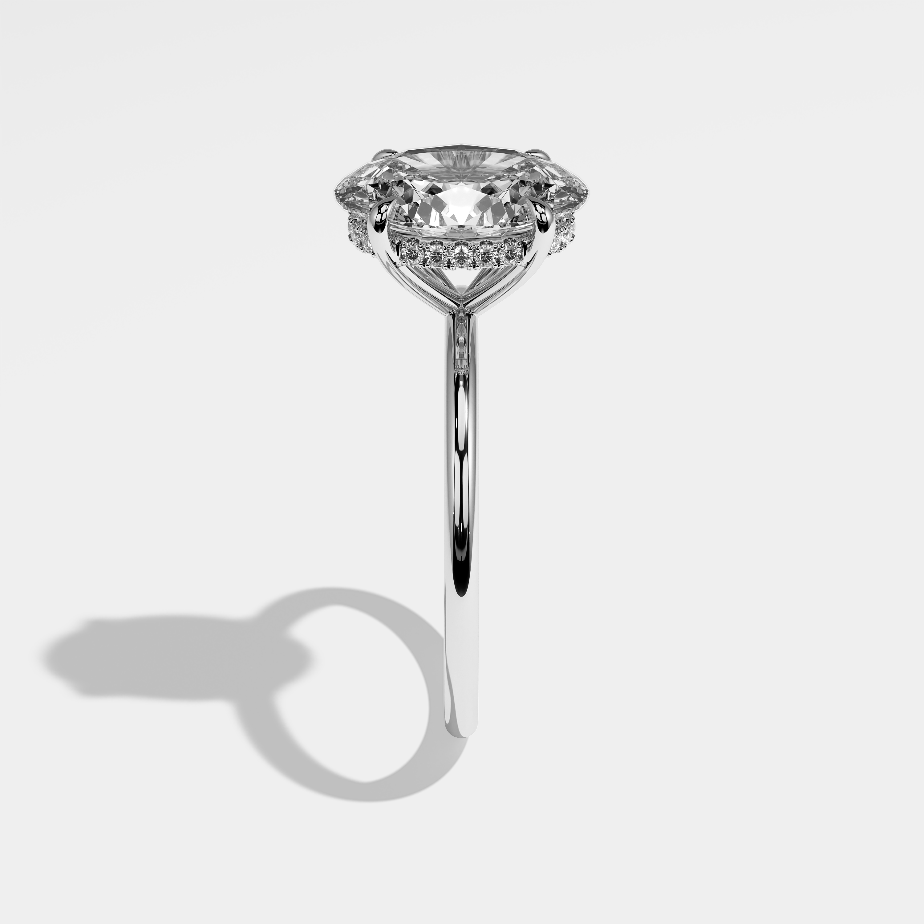 Ariane Diamond Oval Halo Engagement Ring 18K White Gold 3.50ct