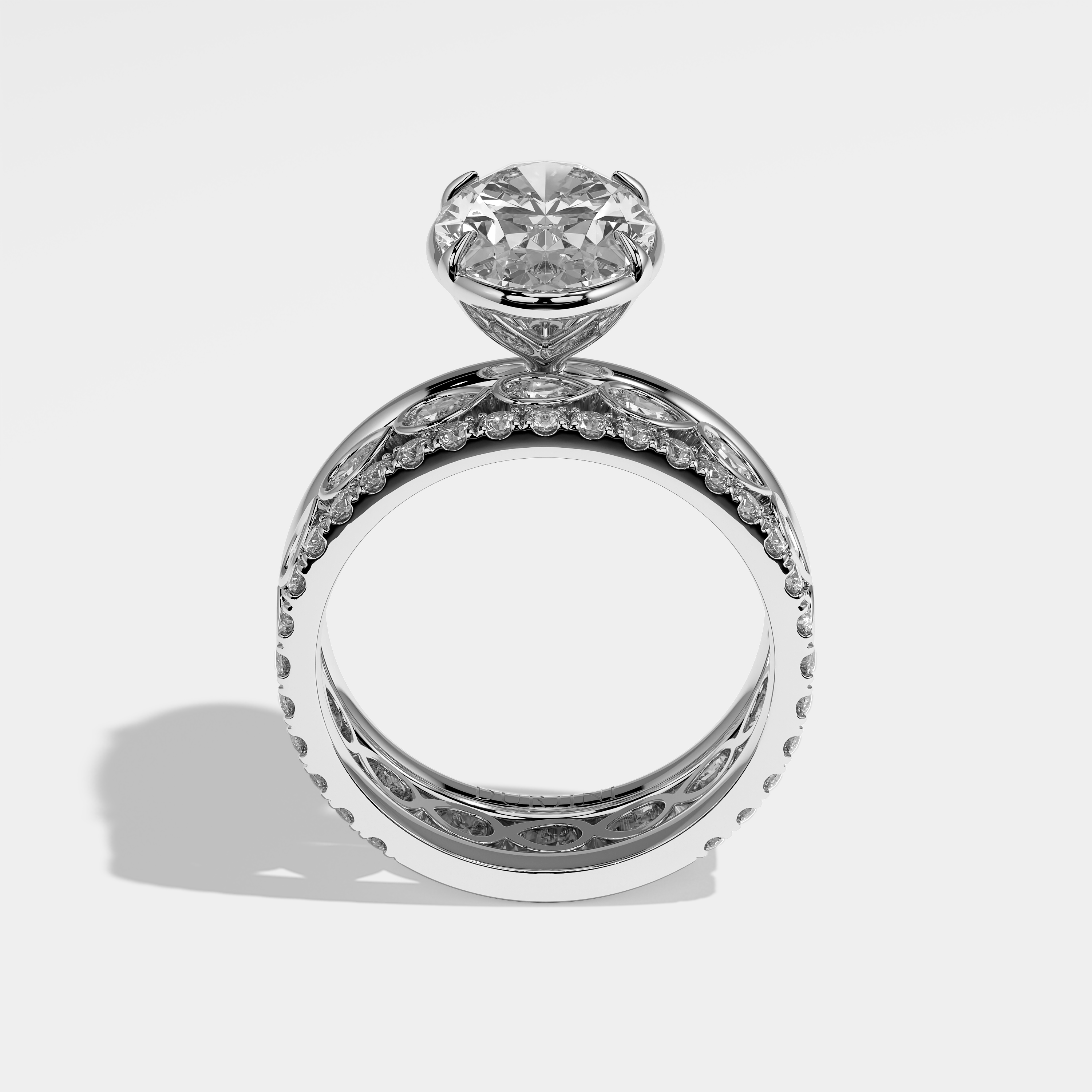 Ailsa Diamond Oval Halo Engagement Ring 18K White Gold 15.00ct (Set Of 3 Rings)