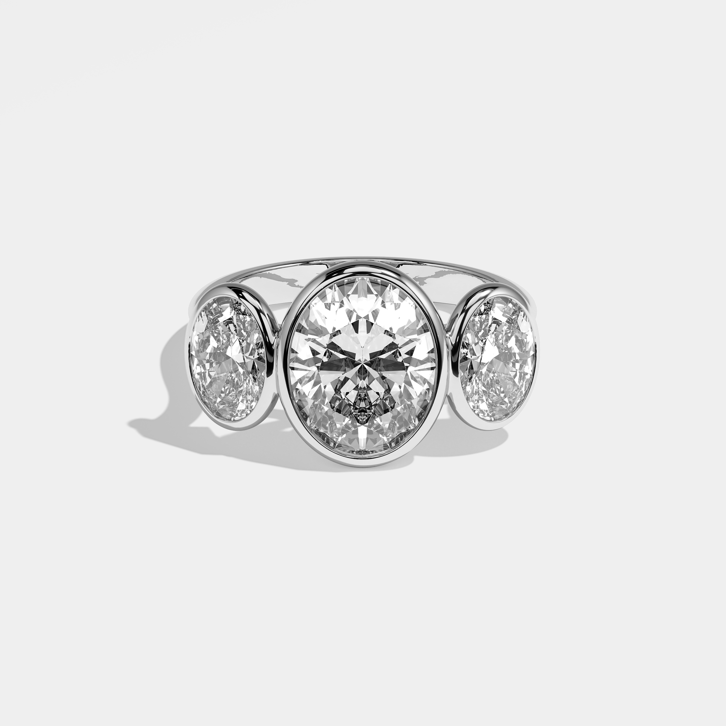 Ariana Diamond Oval Bezel Set Engagement Ring 18K White Gold 8.00ct