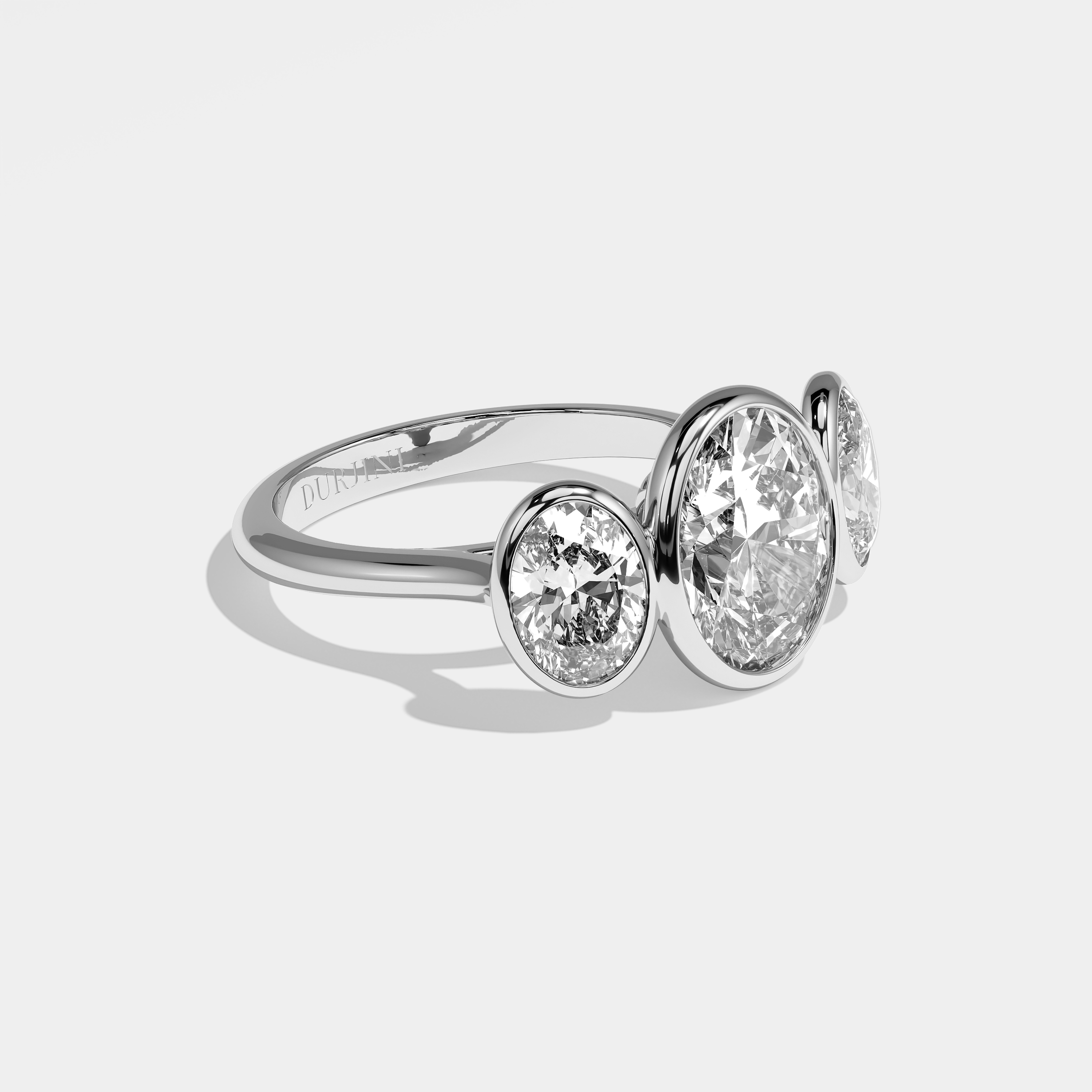 Ariana Diamond Oval Bezel Set Engagement Ring 18K White Gold 8.00ct