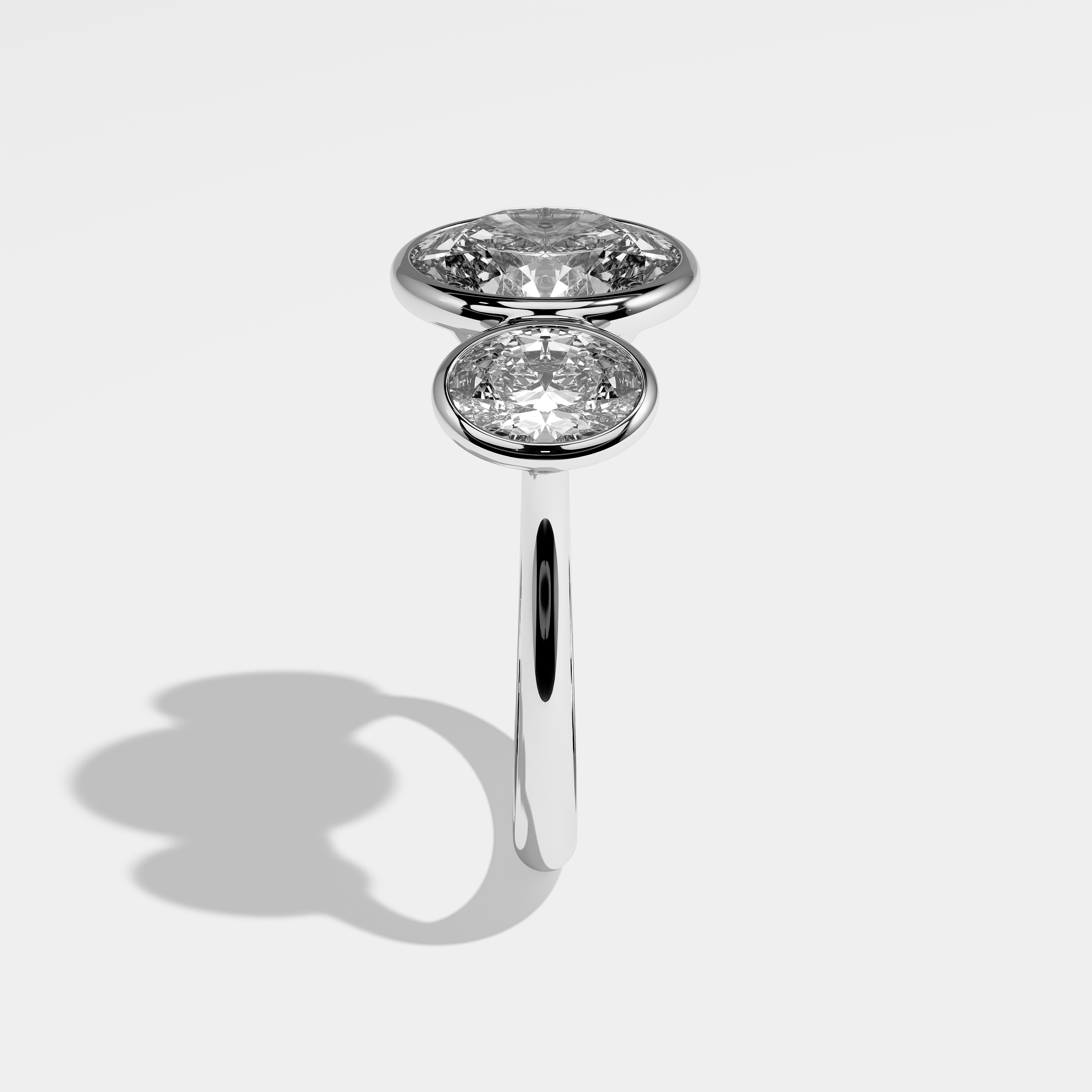 Side View – Kurbãni Durjini Ariana Diamond Oval Bezel Set Engagement Ring White Gold