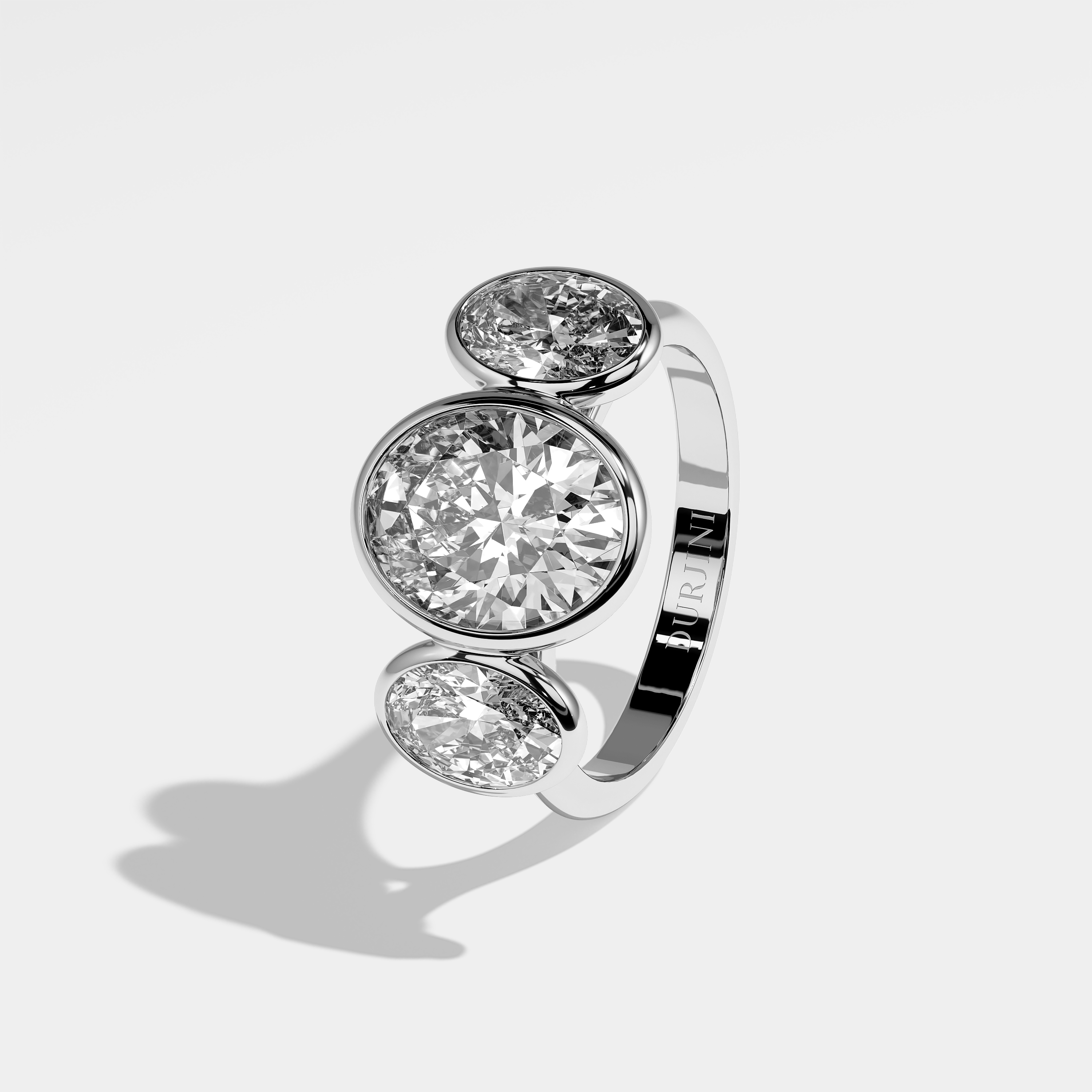 Ariana Diamond Oval Bezel Set Engagement Ring 18K White Gold 8.00ct