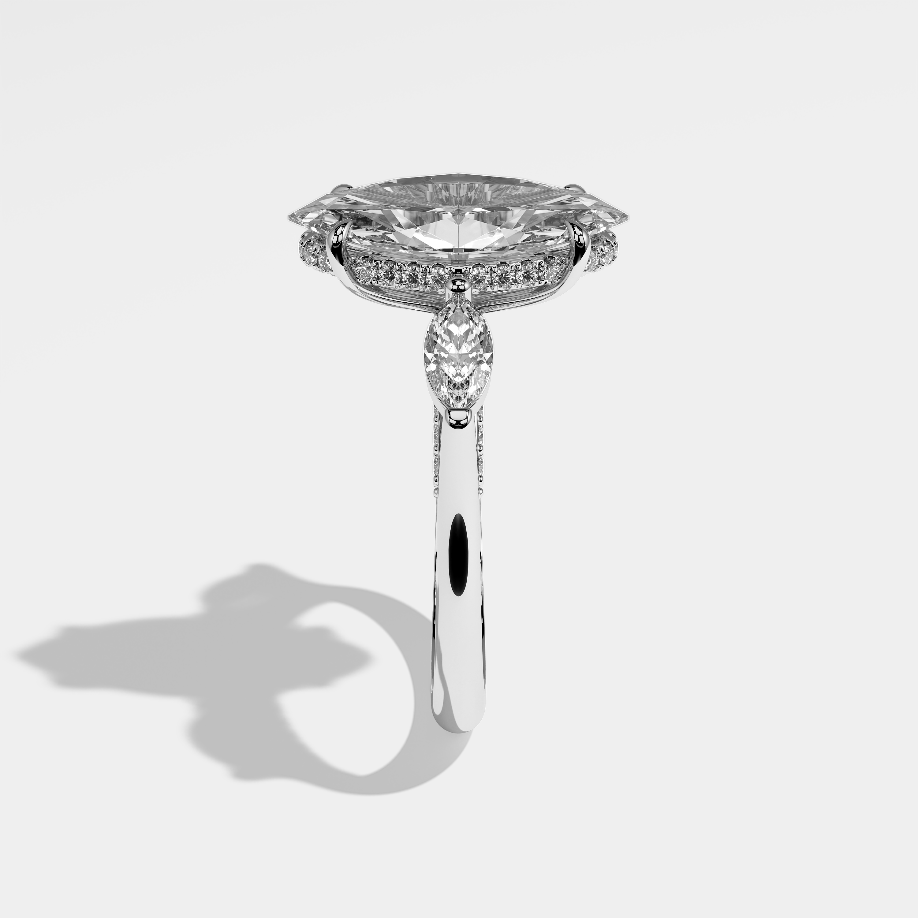 Adeline Diamond Marquise Engagement Ring 18K White Gold 3.00ct