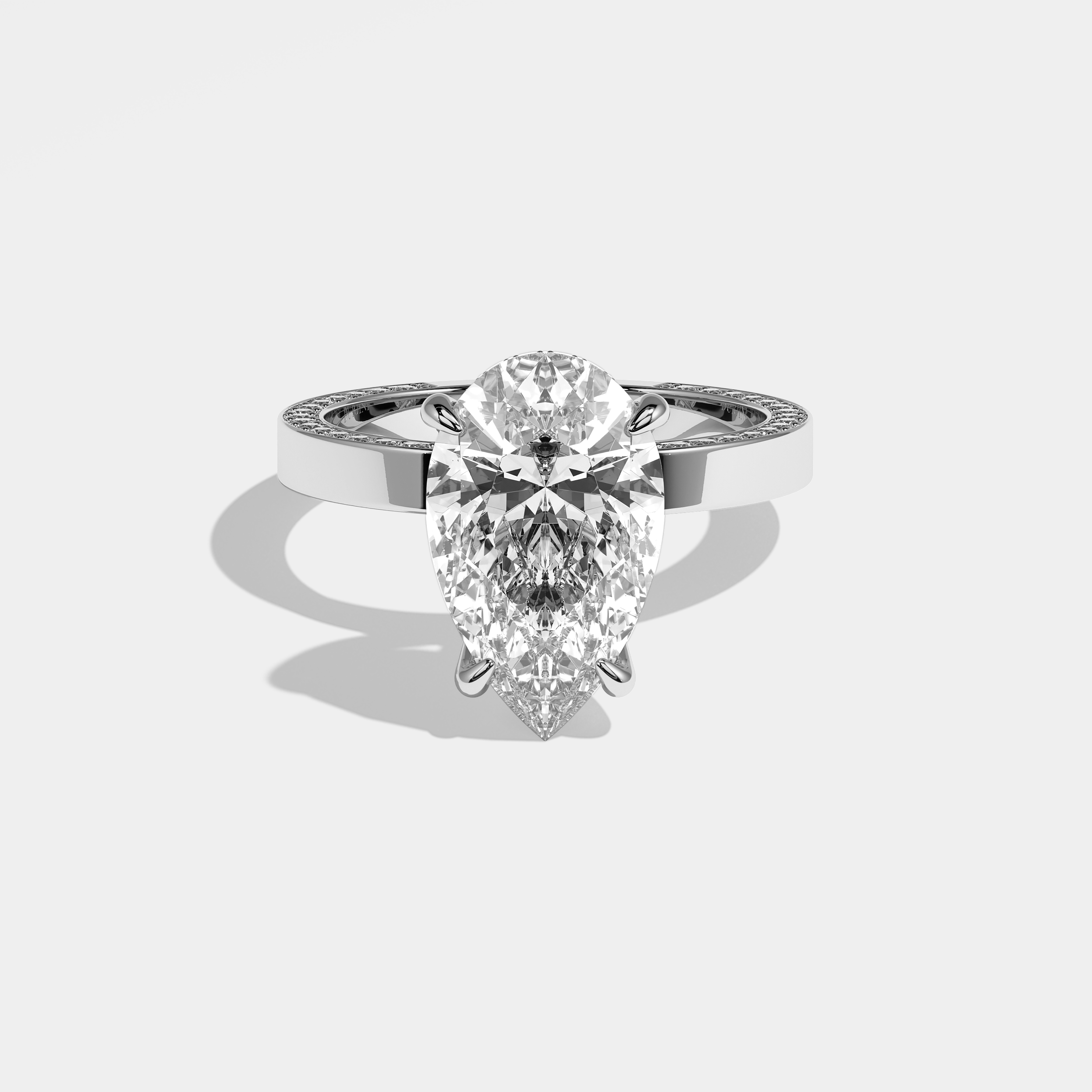 Adelina Diamond Pear Halo Engagement Ring 18K White Gold 5.00ct