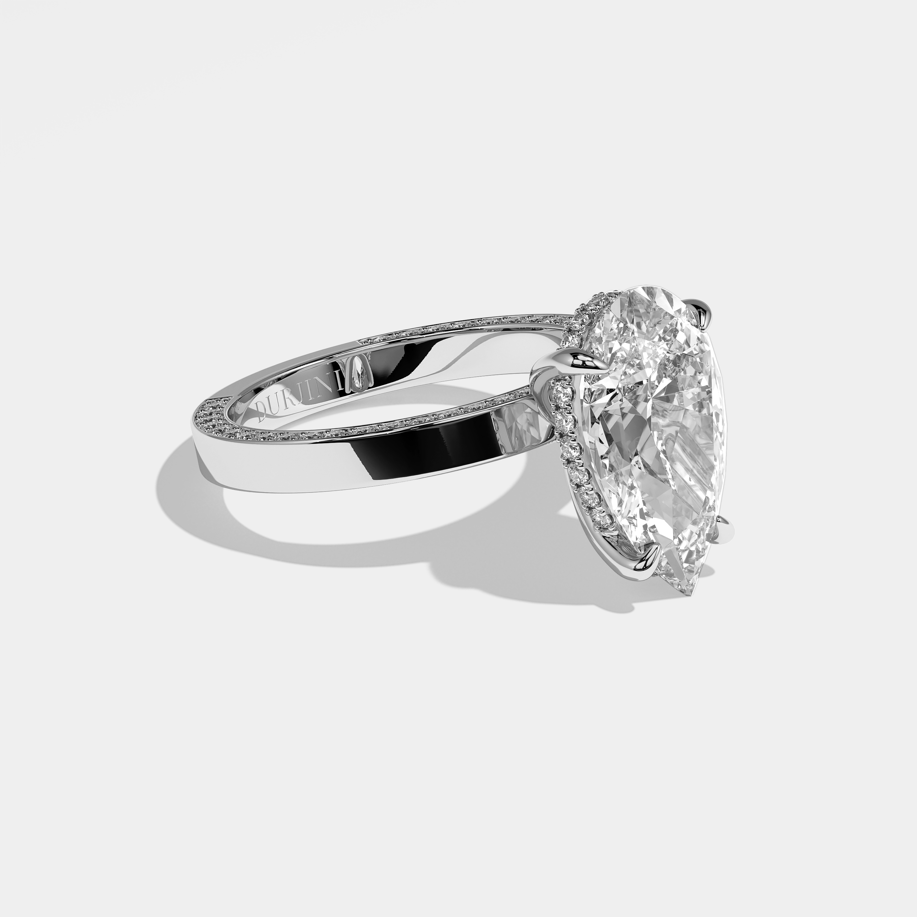 Adelina Diamond Pear Halo Engagement Ring 18K White Gold 5.00ct