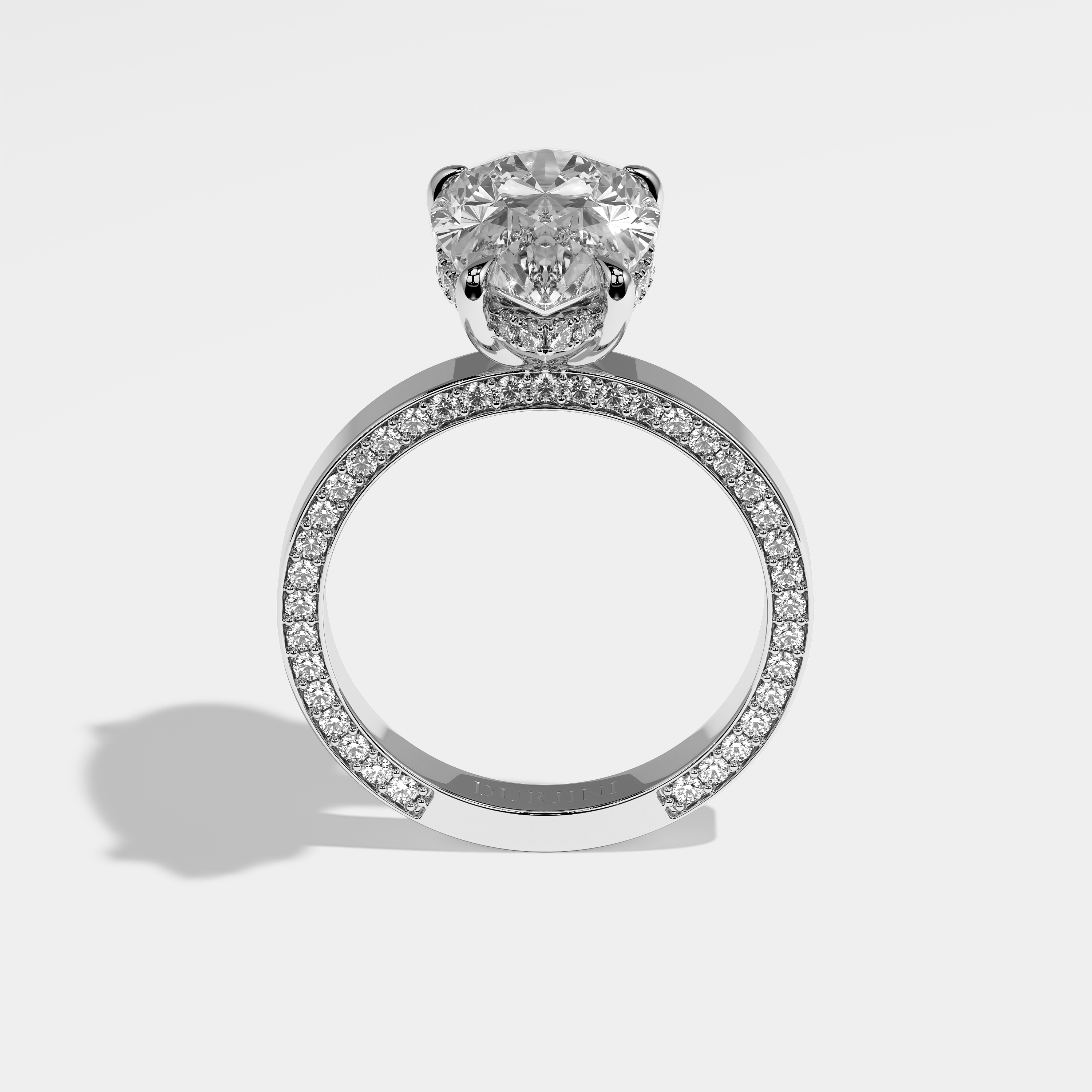Adelina Diamond Pear Halo Engagement Ring 18K White Gold 5.00ct