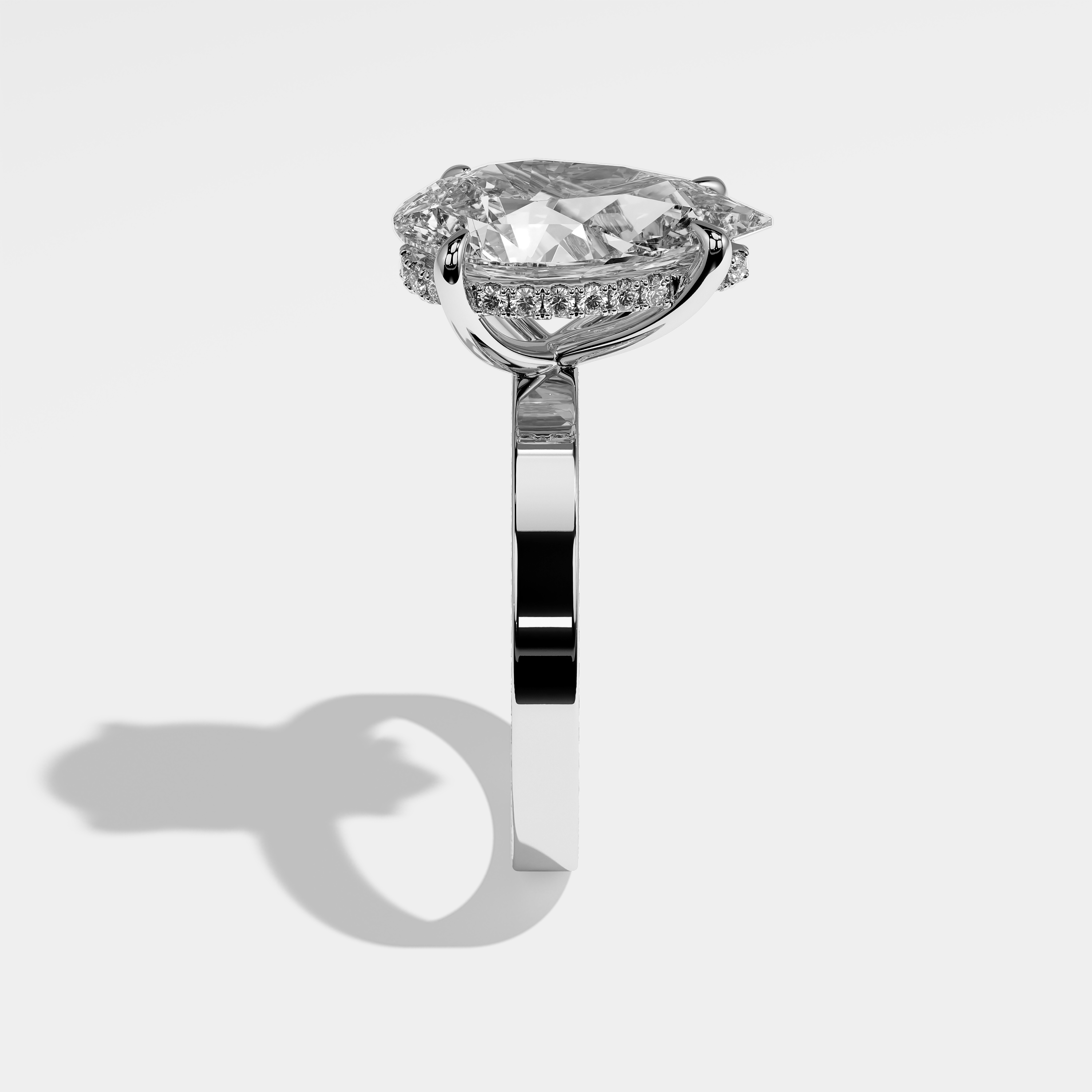 Adelina Diamond Pear Halo Engagement Ring 18K White Gold 5.00ct
