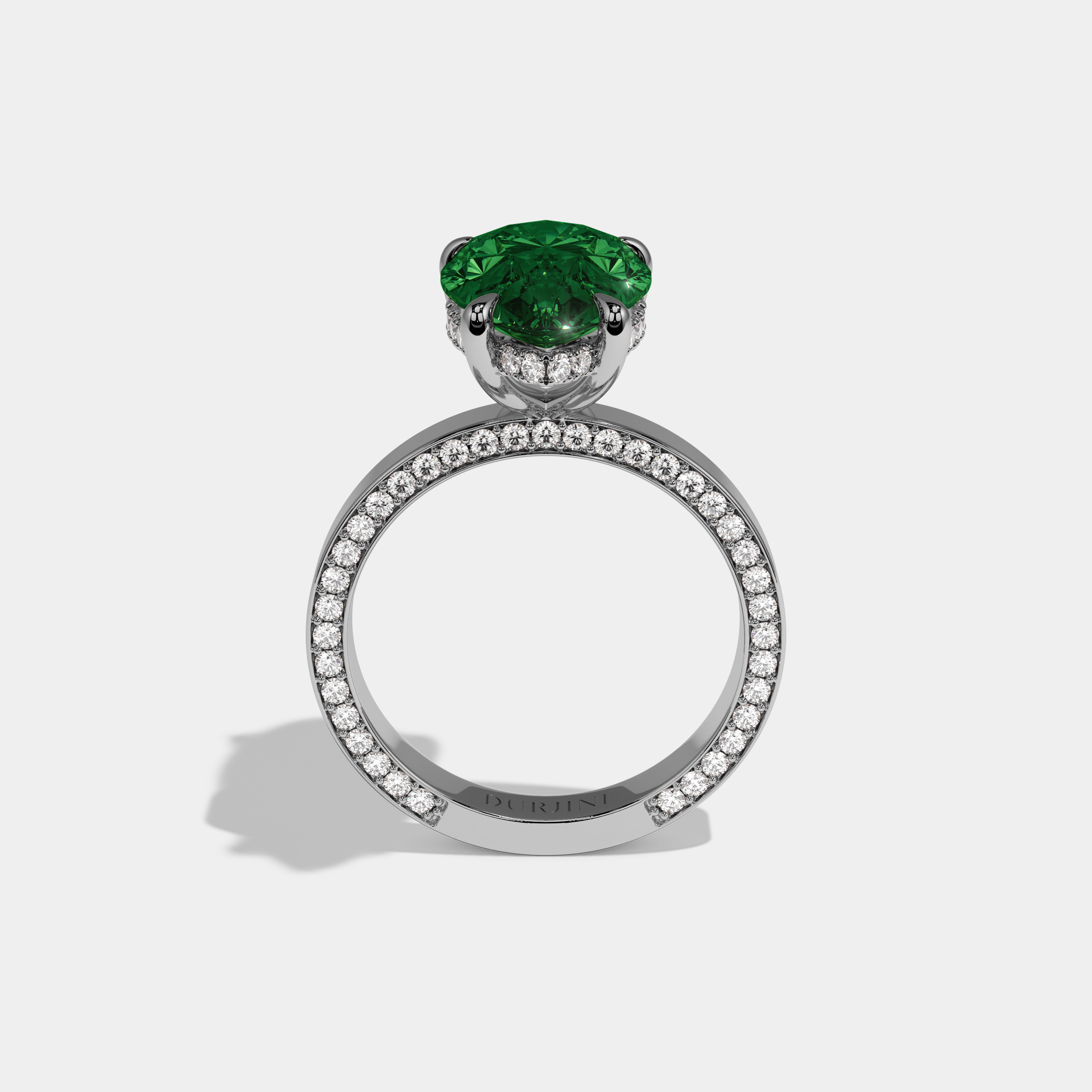 Adelaide Fancy Dark Green Pear Cut Diamond Hidden Band Engagement Ring 6ct 18K White Gold