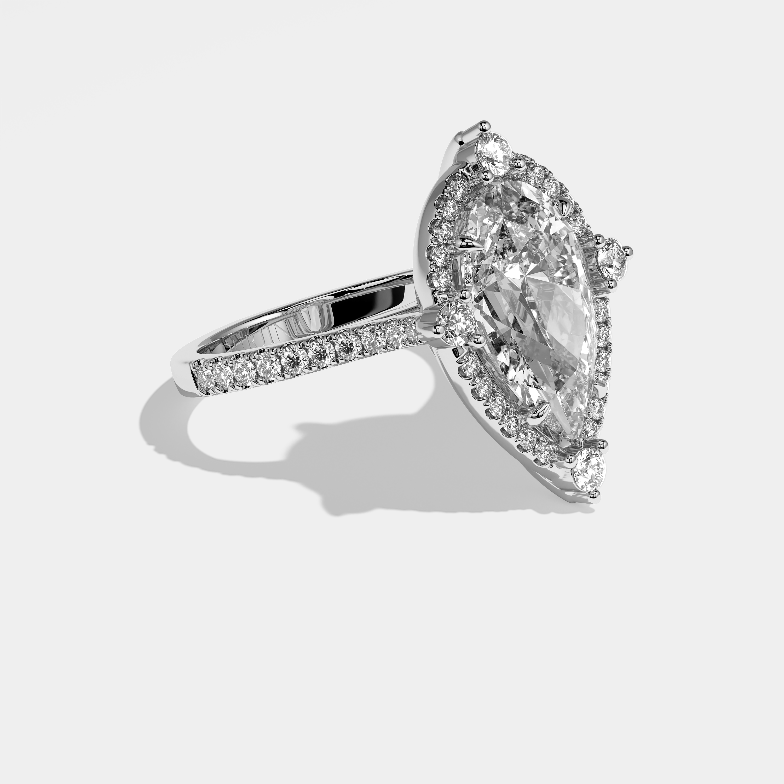 Right View – Kurbãni Durjini Alejandra Diamond Pear Halo Engagement Ring White Gold