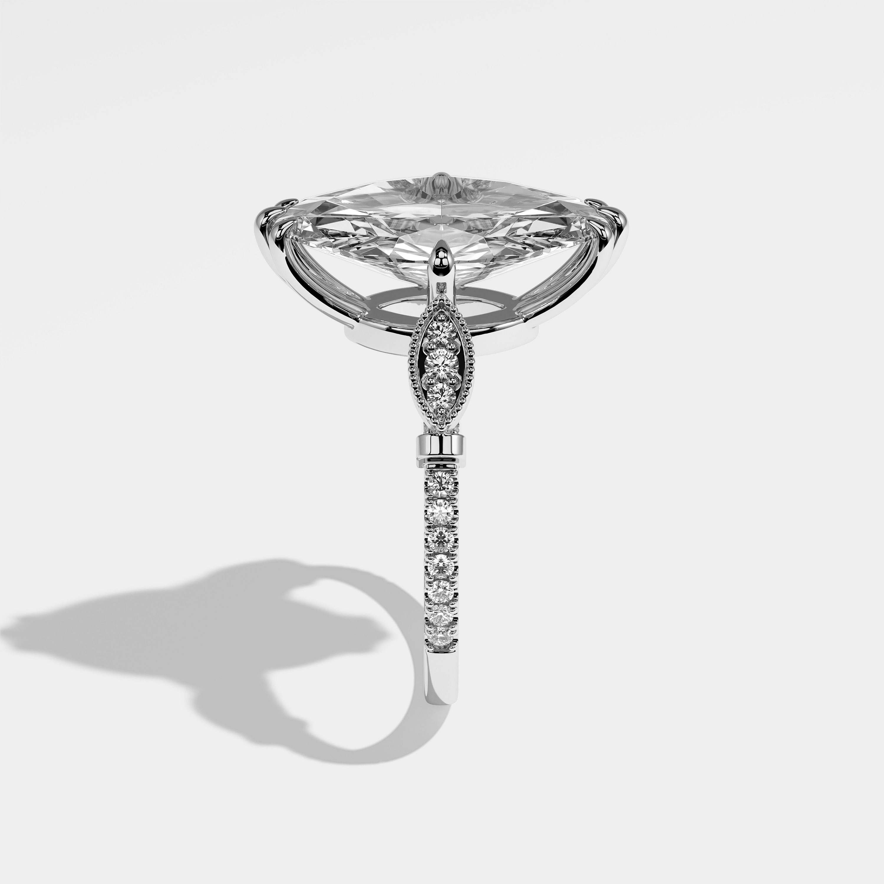 Side View – Kurbãni Durjini Amaya Diamond Marquise Engagement Ring White Gold