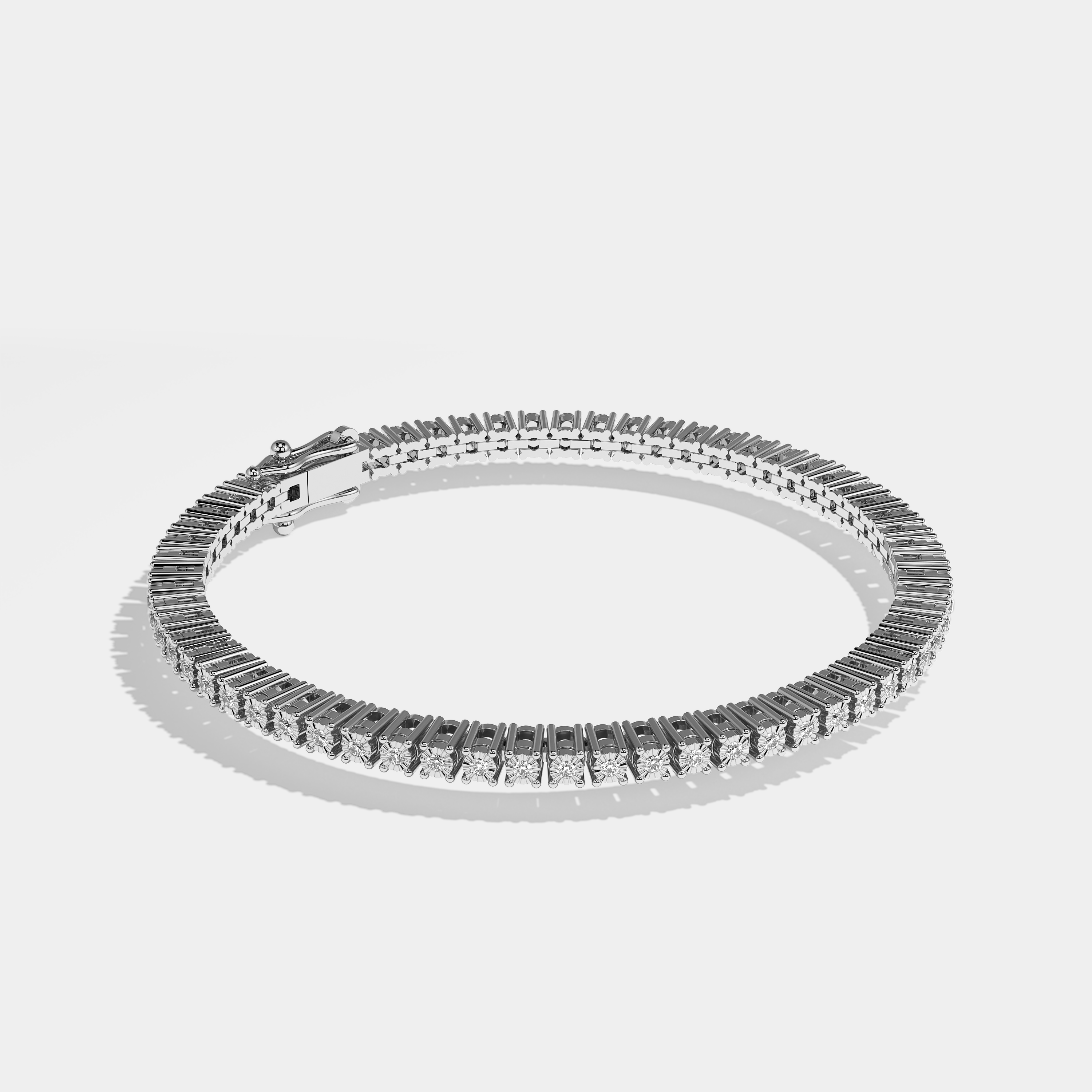 Aitana Diamond Round Brilliant Tennis Bracelet 3MM 18K White Gold 4.00ct