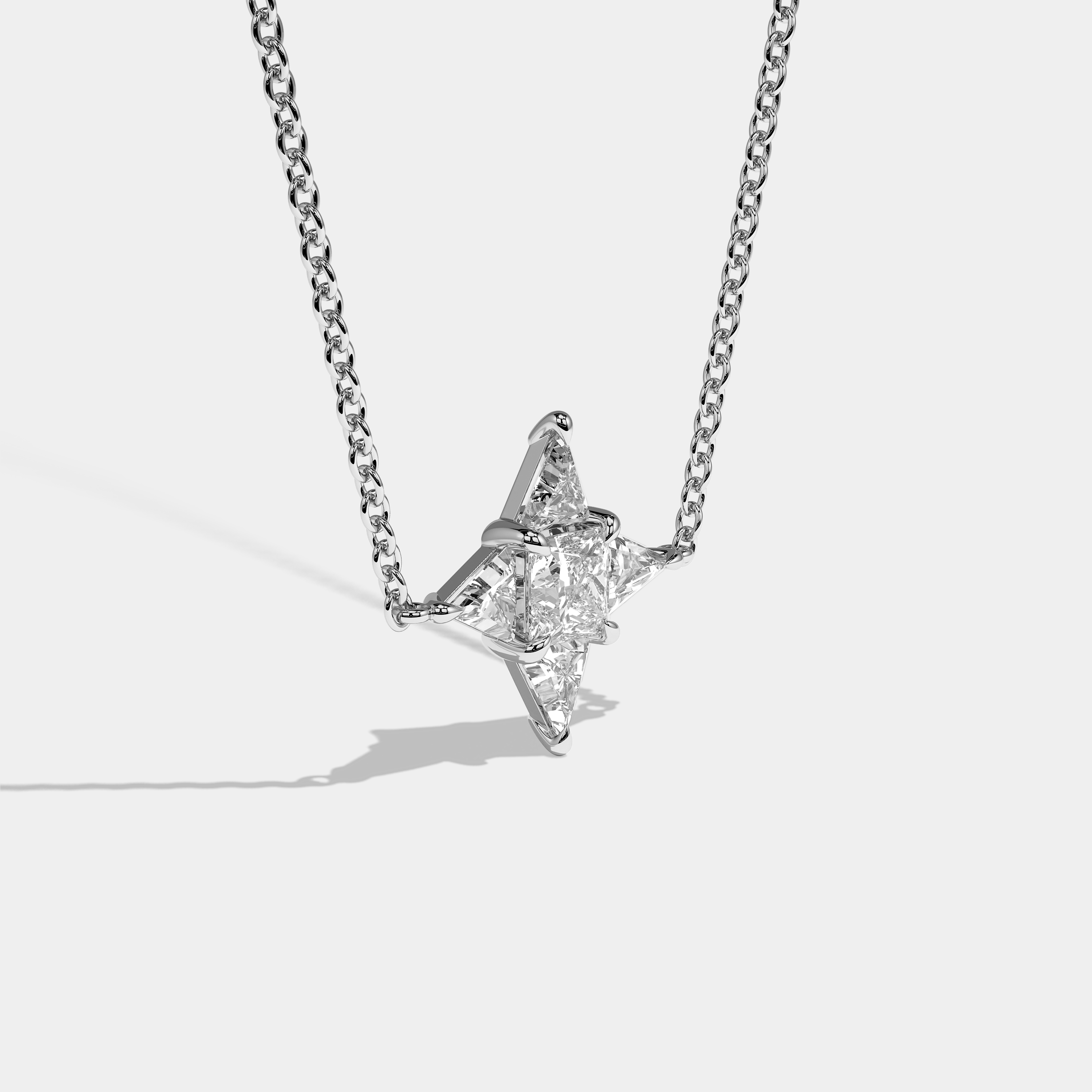 Side View – Kurbãni Durjini Alba Diamond Princess Cut White Gold Necklace