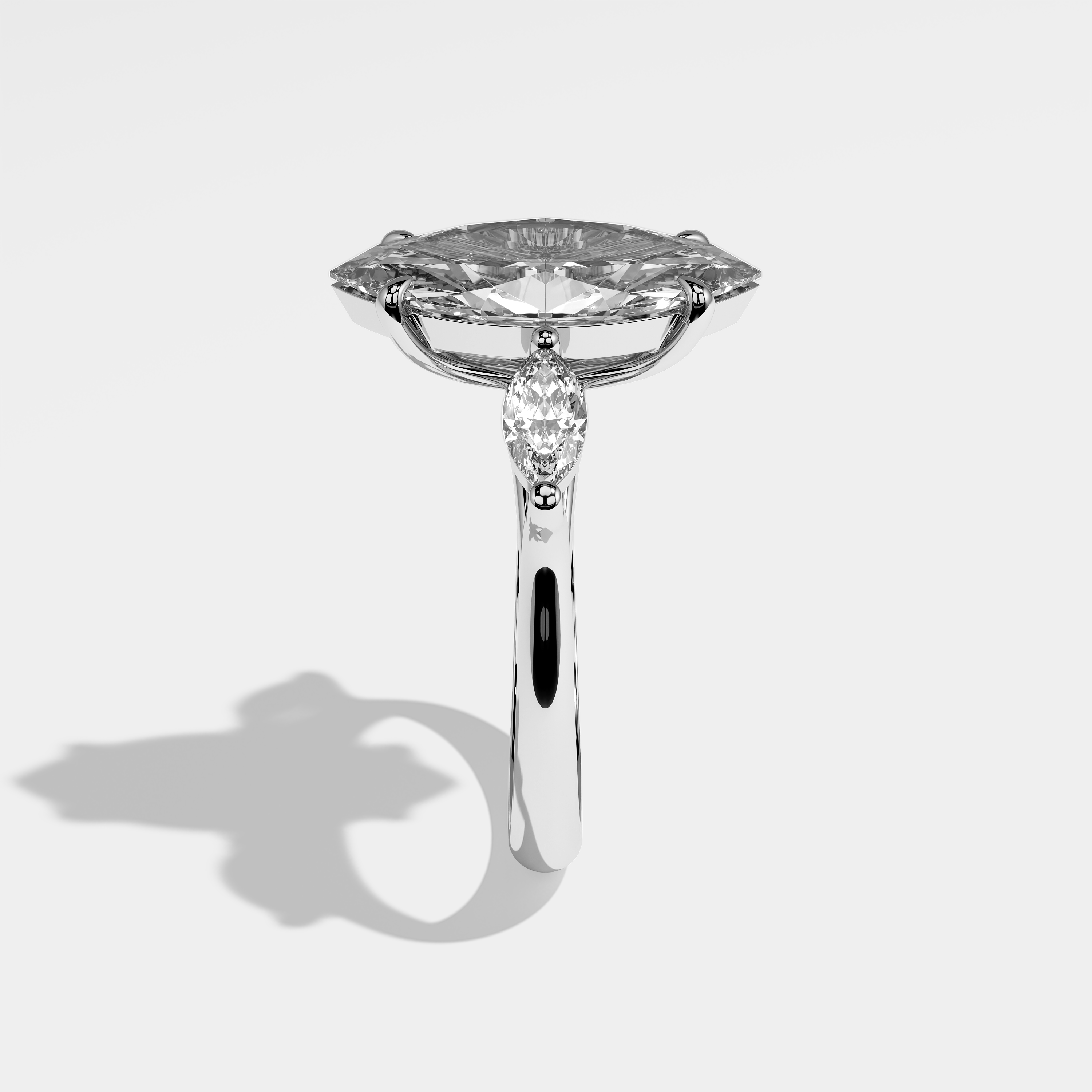 Side View – Kurbãni Durjini Aurelia Diamond Radiant Engagement Ring White Gold