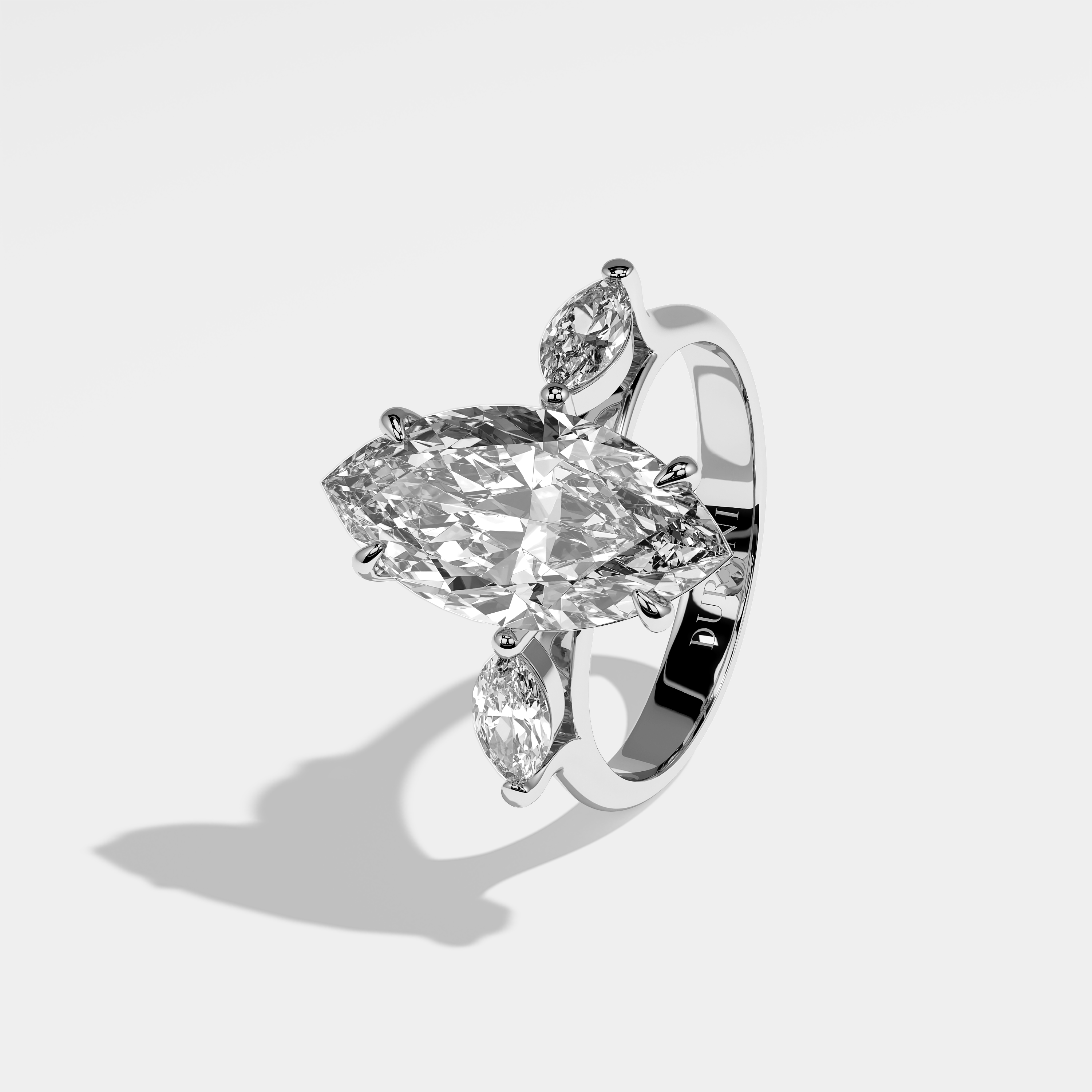 Left View – Kurbãni Durjini Aurelia Diamond Radiant Engagement Ring White Gold