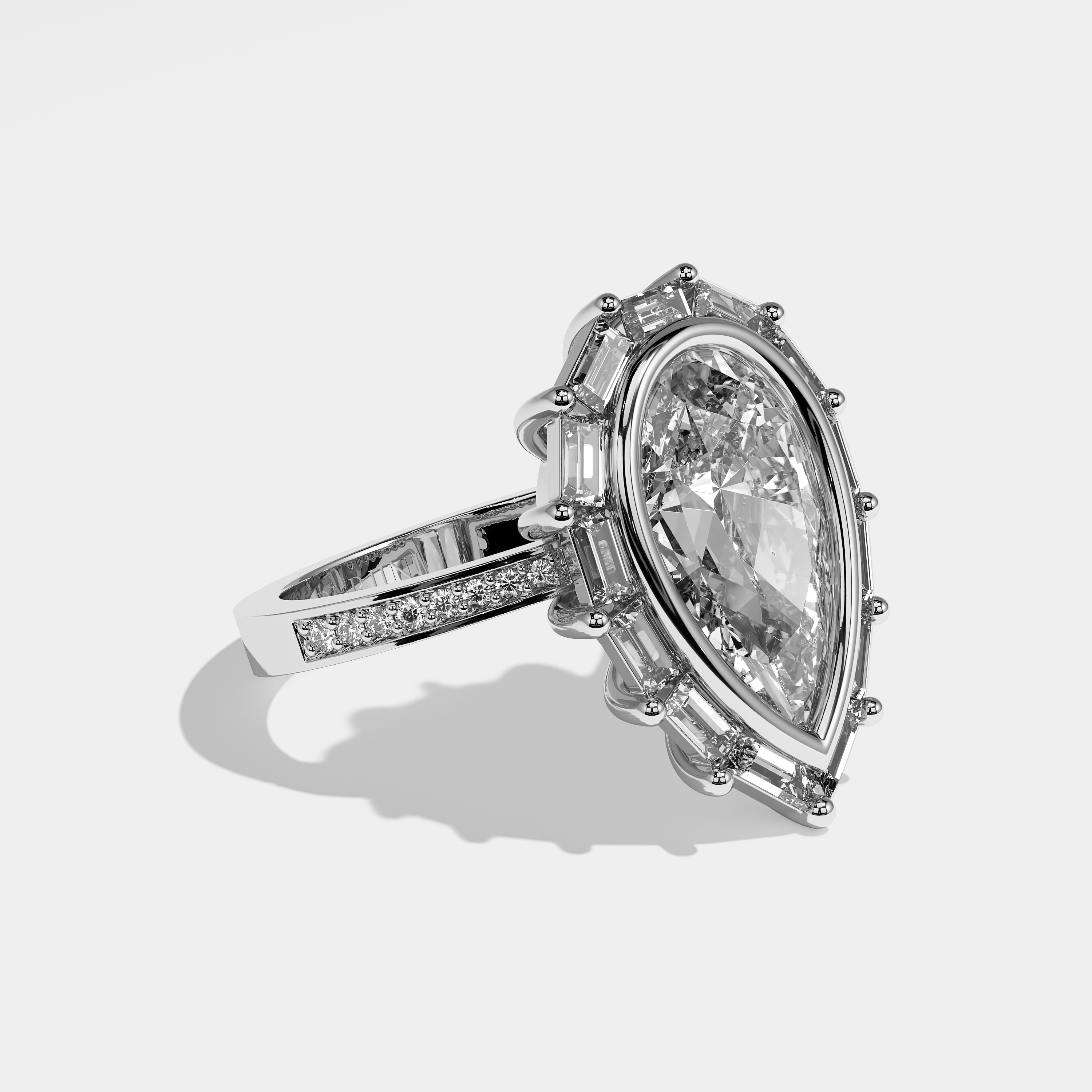 Right View – Kurbãni Durjini Araceli Diamond Pear Halo Engagement Ring White Gold
