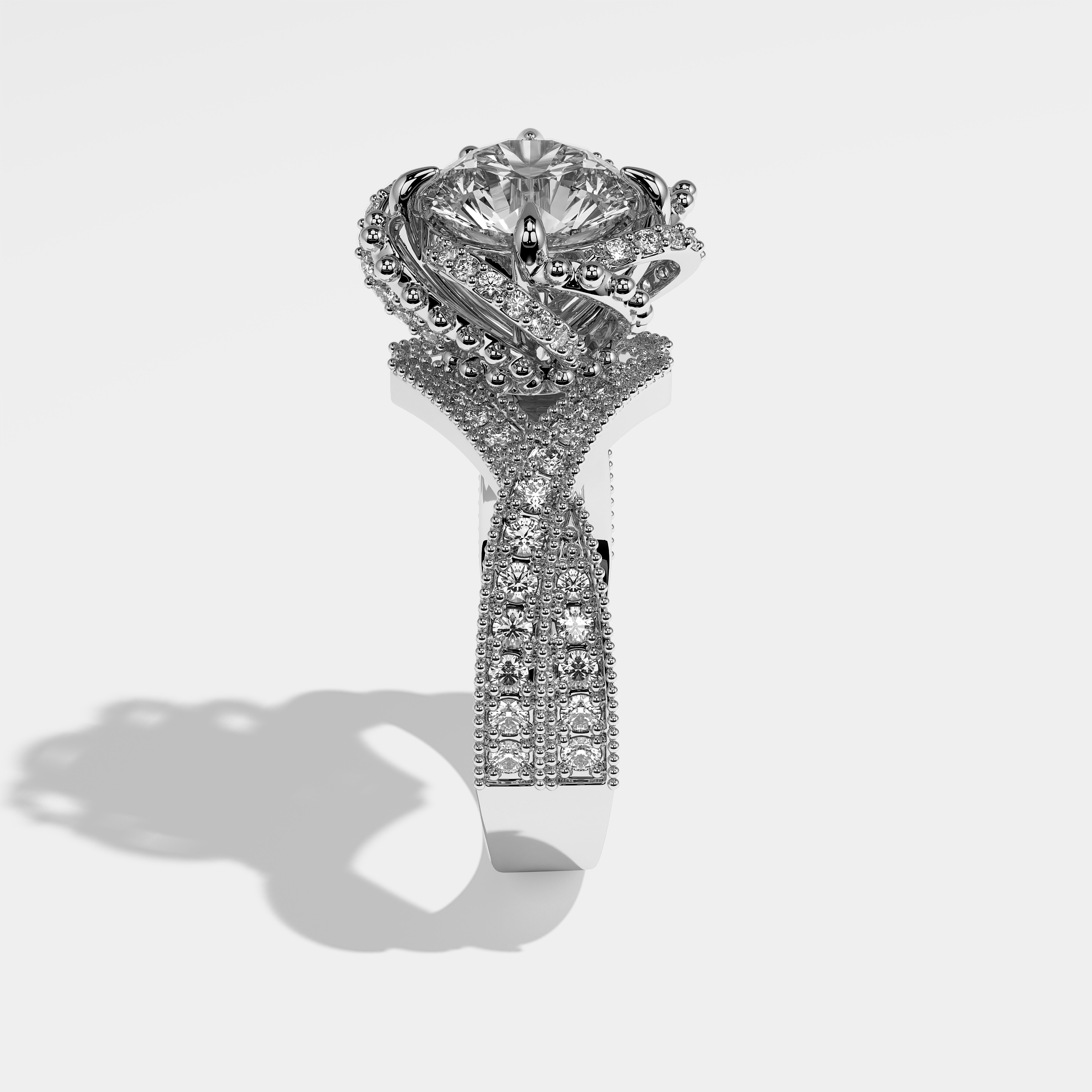 Side View – Kurbãni Durjini Amparo Diamond Round Brilliant Engagement Ring White Gold