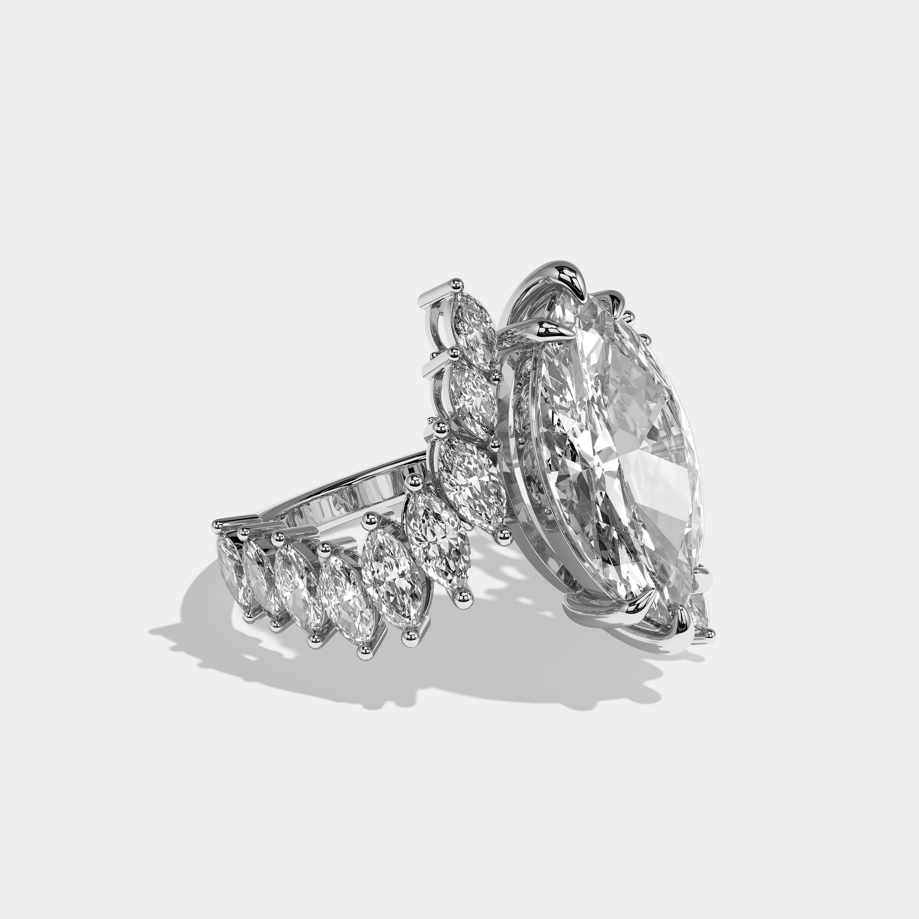 Right View – Kurbãni Durjini Anaïs Diamond Marquise Engagement Ring White Gold