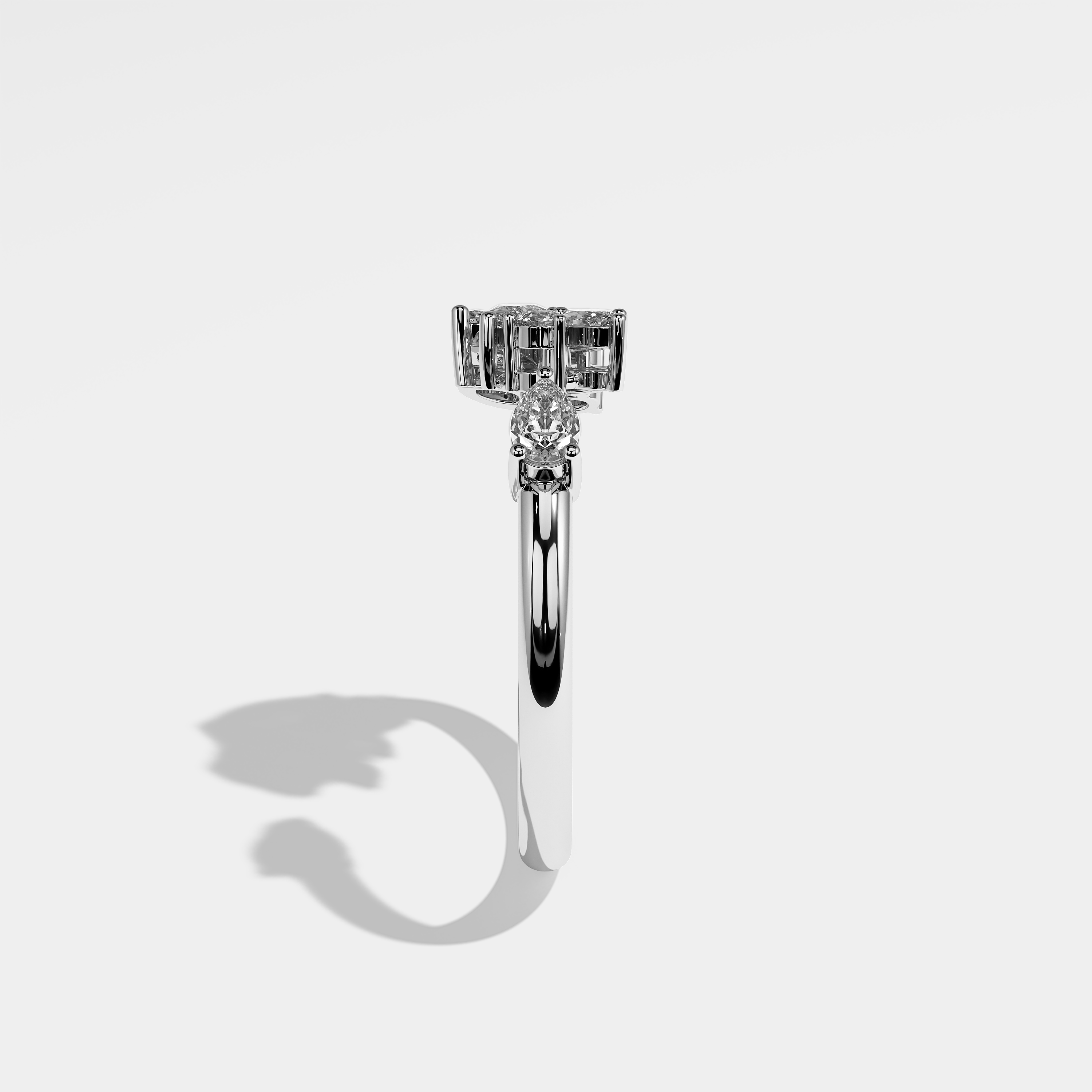 Side View – Kurbãni Durjini Aimée Diamond Marquise Engagement Ring White Gold