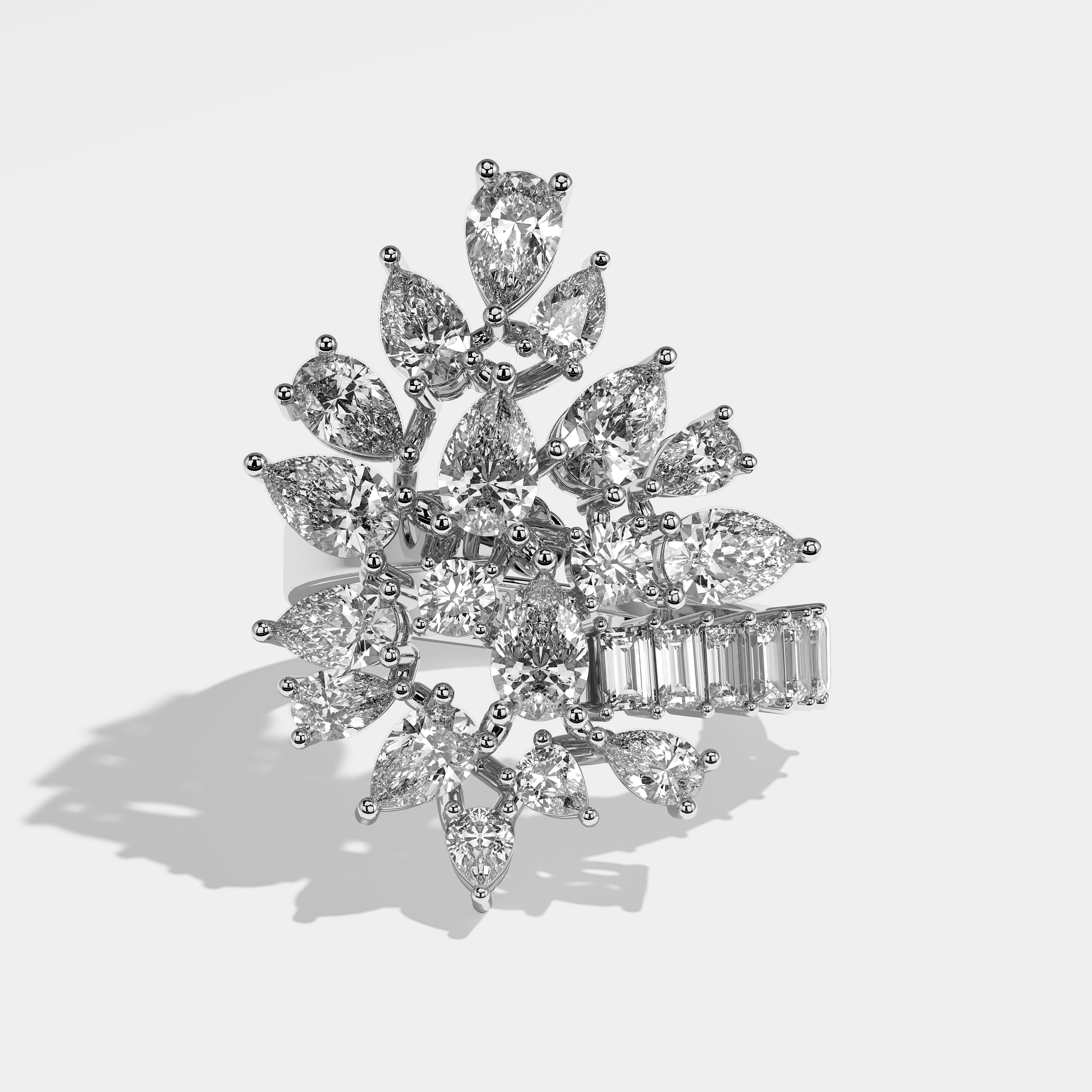 Aubine Diamond Pear Halo Engagement Ring 18K White Gold 21.00ct