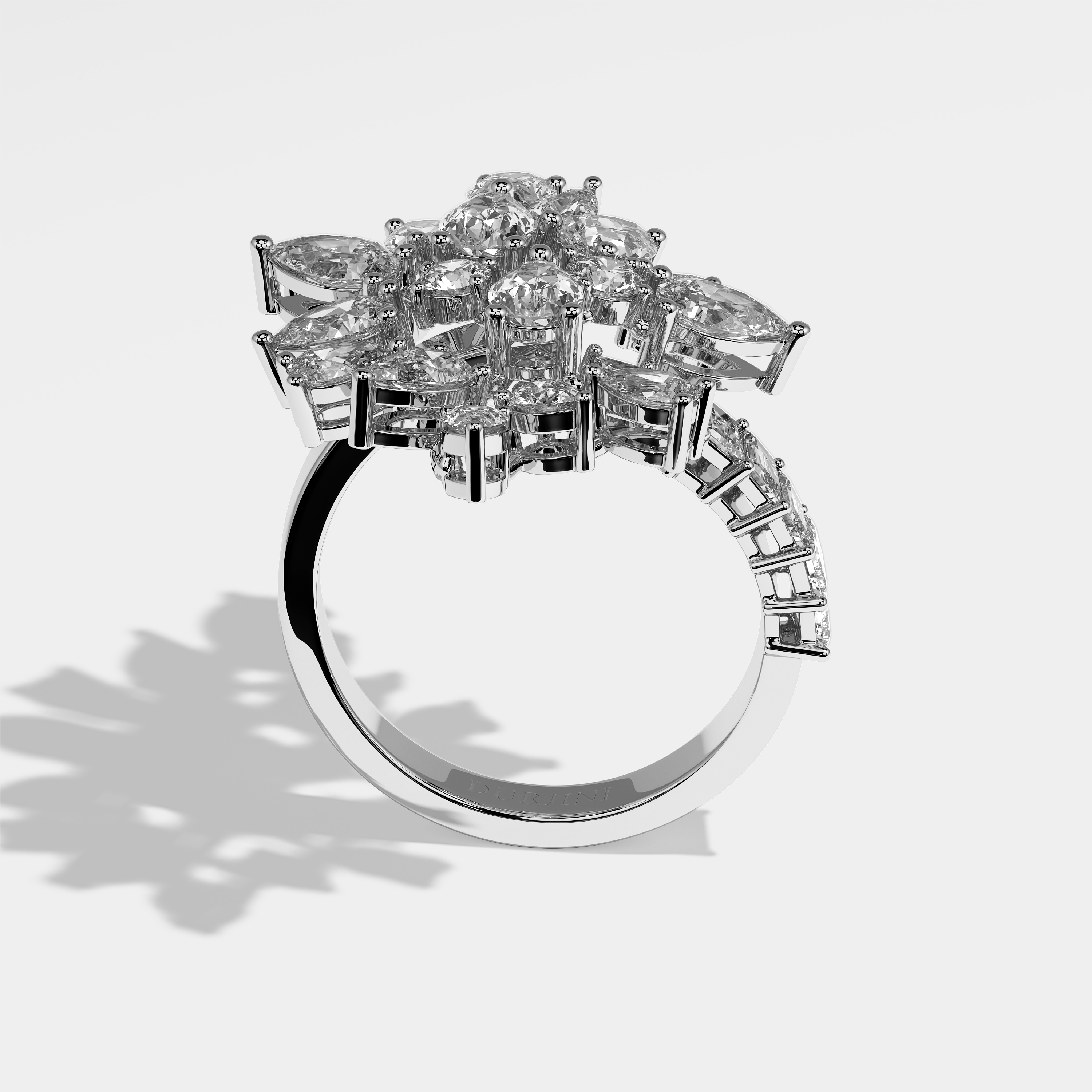 Aubine Diamond Pear Halo Engagement Ring 18K White Gold 21.00ct