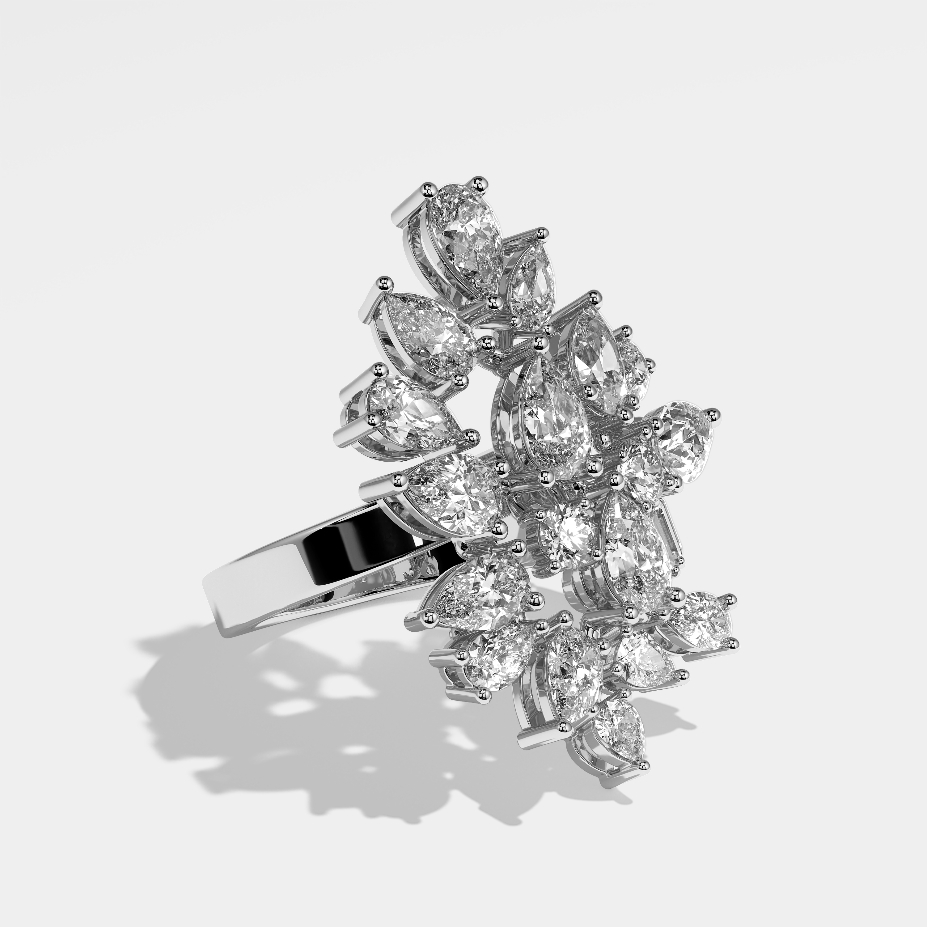 Right View – Kurbãni Durjini Aurore Diamond Pear Halo Engagement Ring White Gold