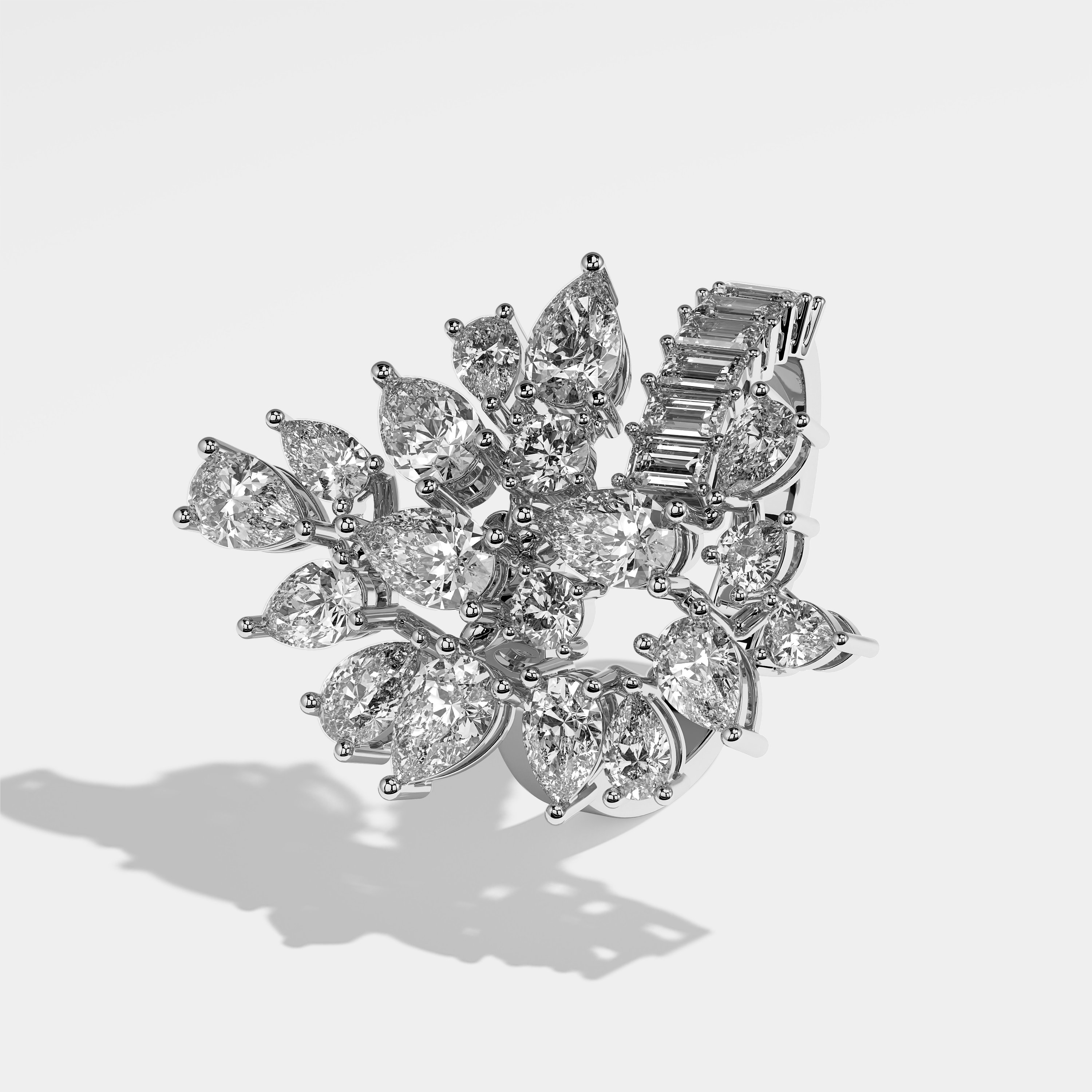 Left View – Kurbãni Durjini Aurore Diamond Pear Halo Engagement Ring White Gold