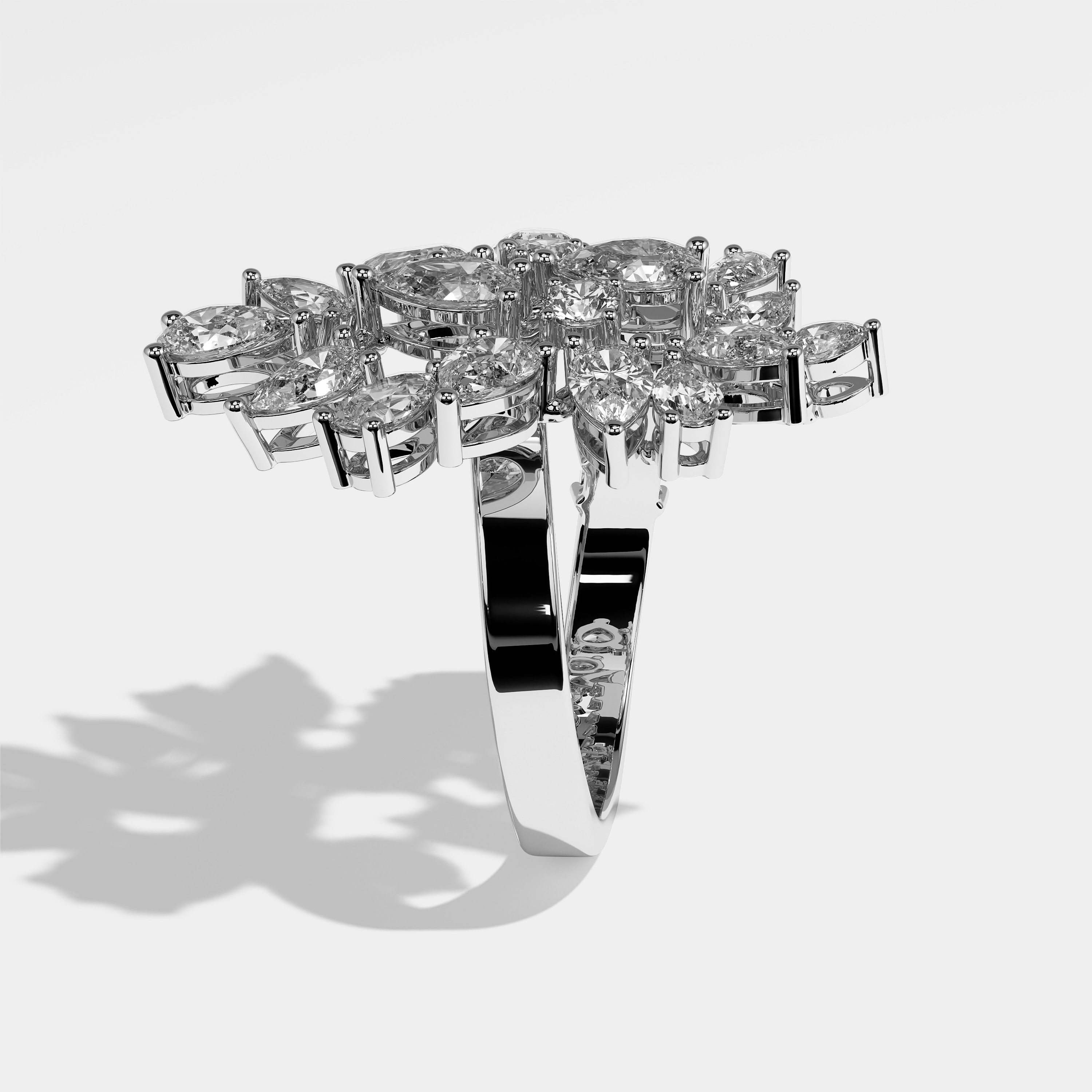 Side View – Kurbãni Durjini Arezoo Diamond Pear Halo Engagement Ring White Gold