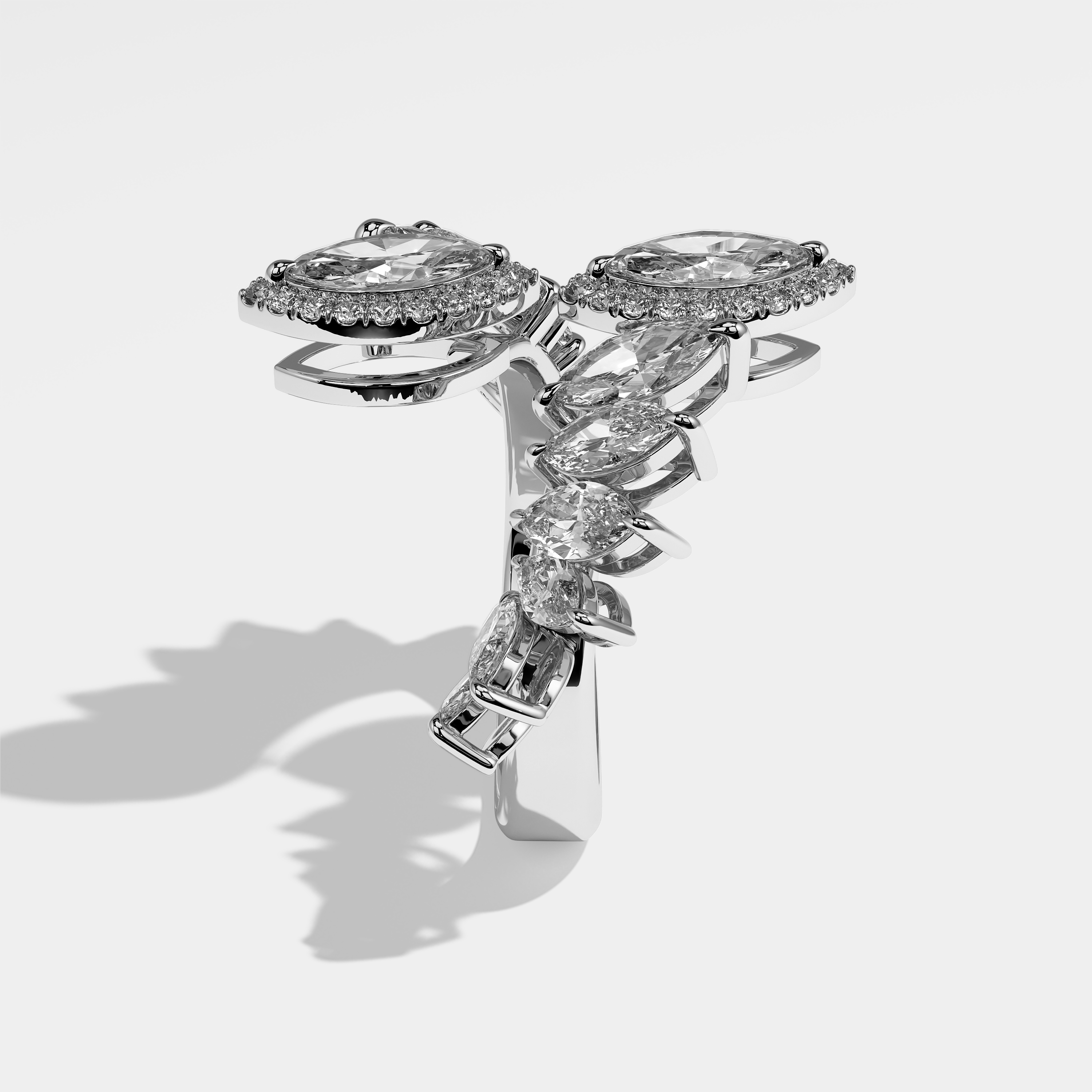 Side View – Kurbãni Durjini Ariana Diamond Marquise Engagement Ring White Gold