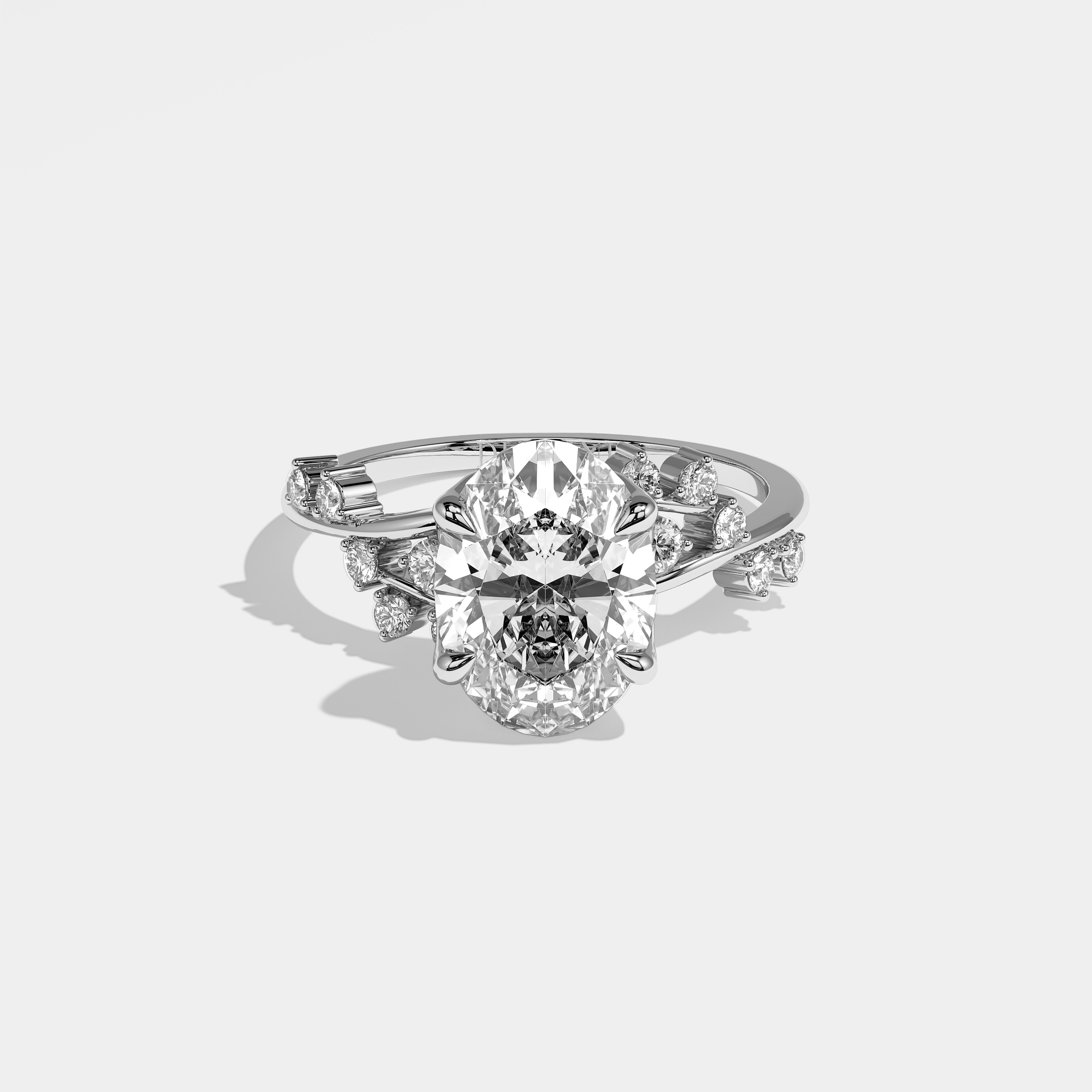 Atusa Diamond Oval Engagement Ring 18K White Gold 6.00ct