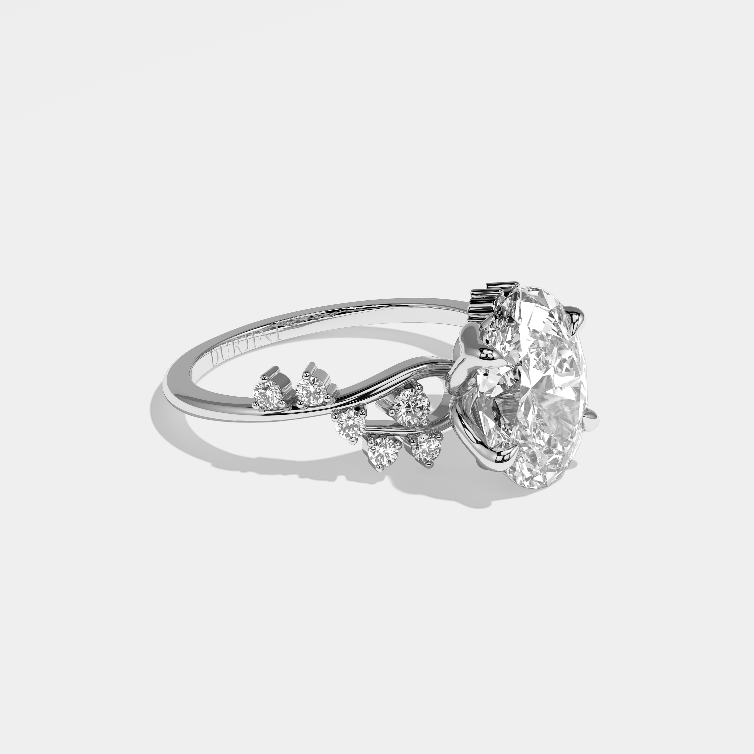 Atusa Diamond Oval Engagement Ring 18K White Gold 6.00ct