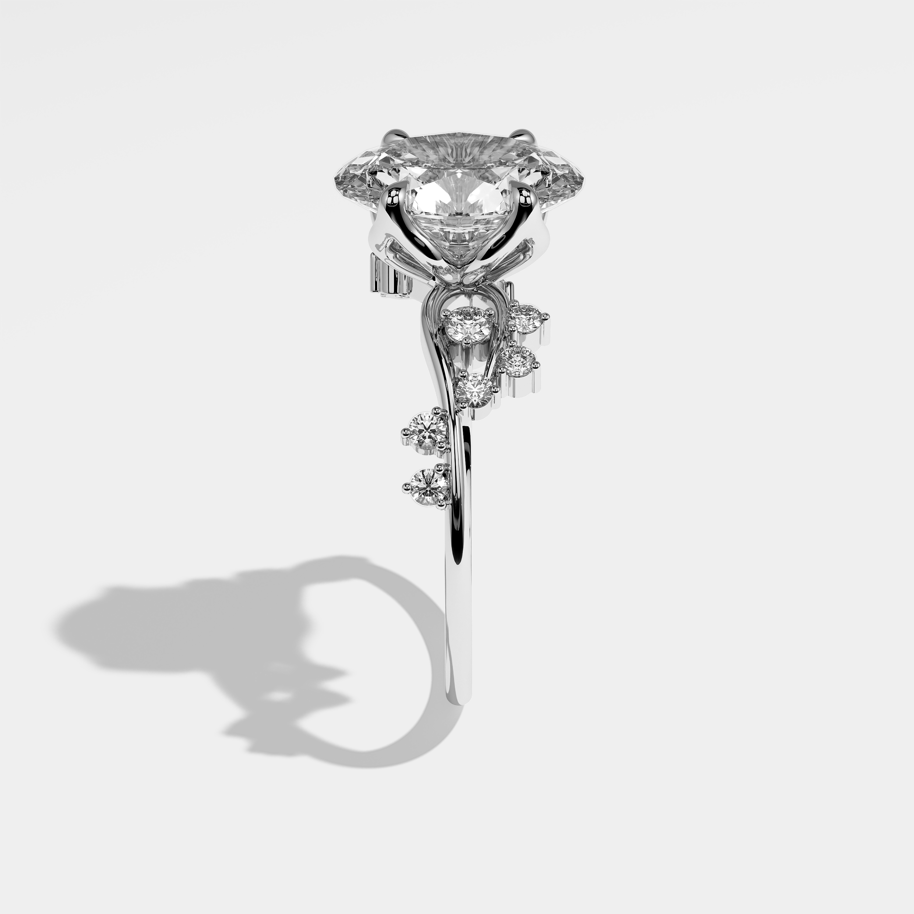 Atusa Diamond Oval Engagement Ring 18K White Gold 6.00ct