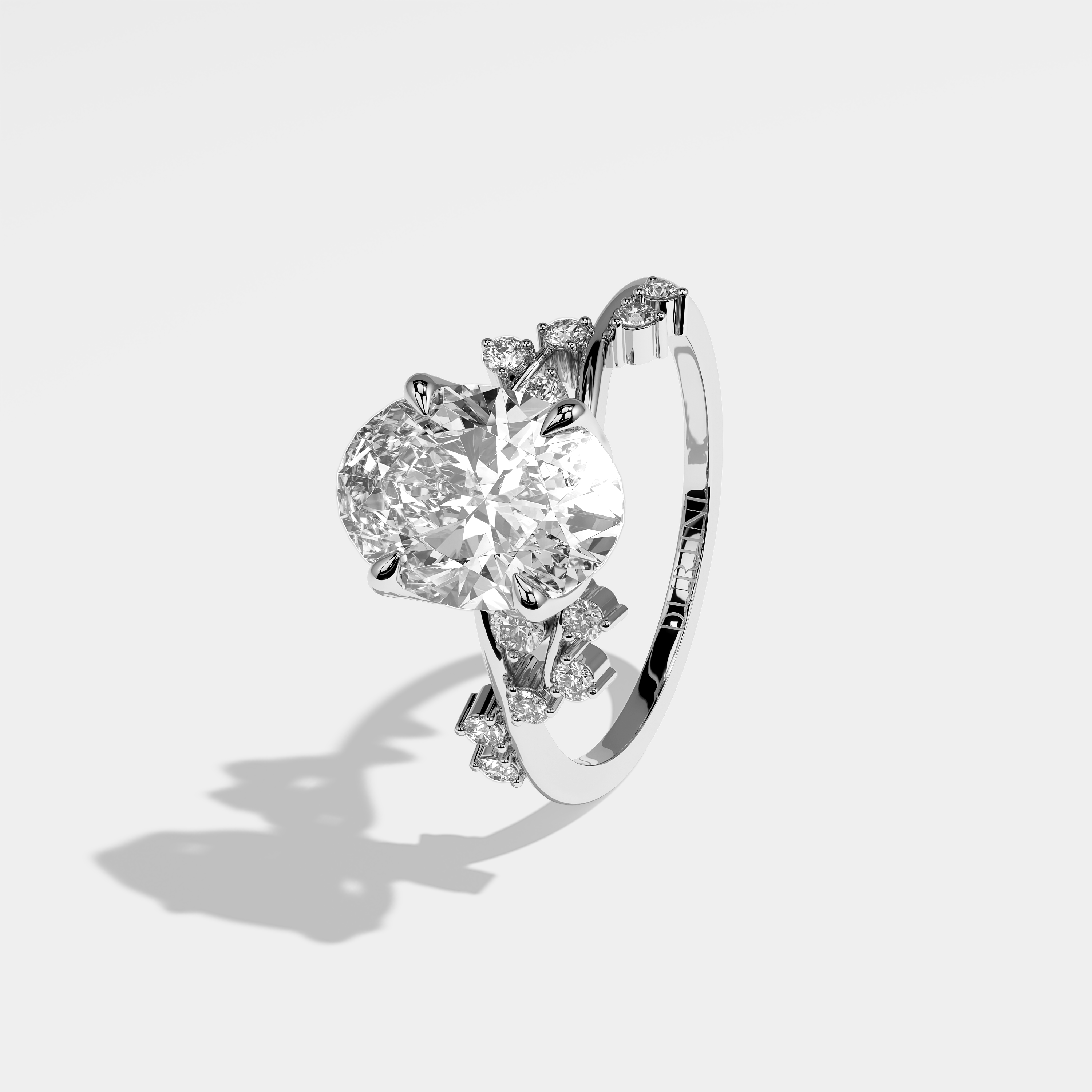 Atusa Diamond Oval Engagement Ring 18K White Gold 6.00ct