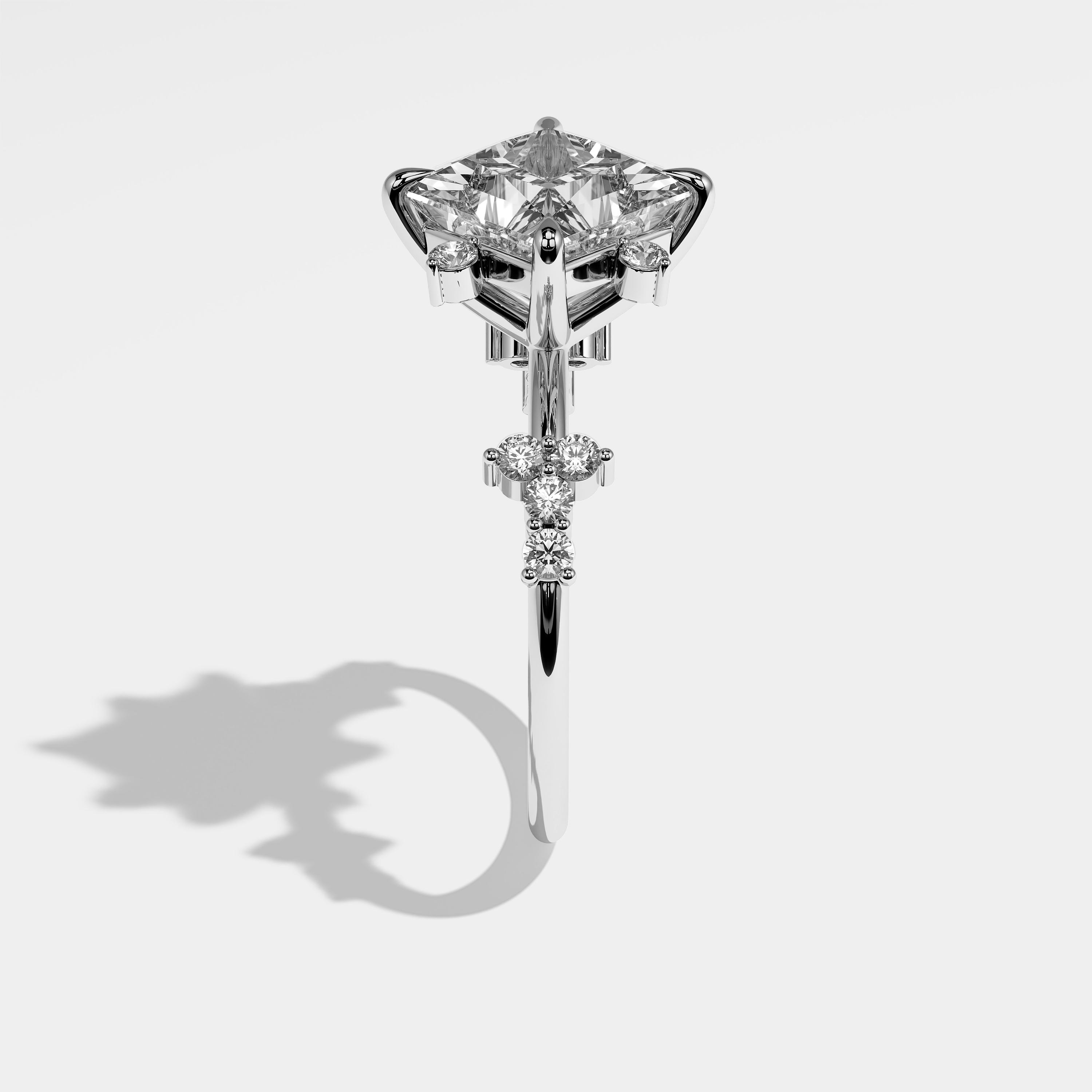 Side View – Kurbãni Durjini Atoosa Diamond Princess Engagement Ring White Gold