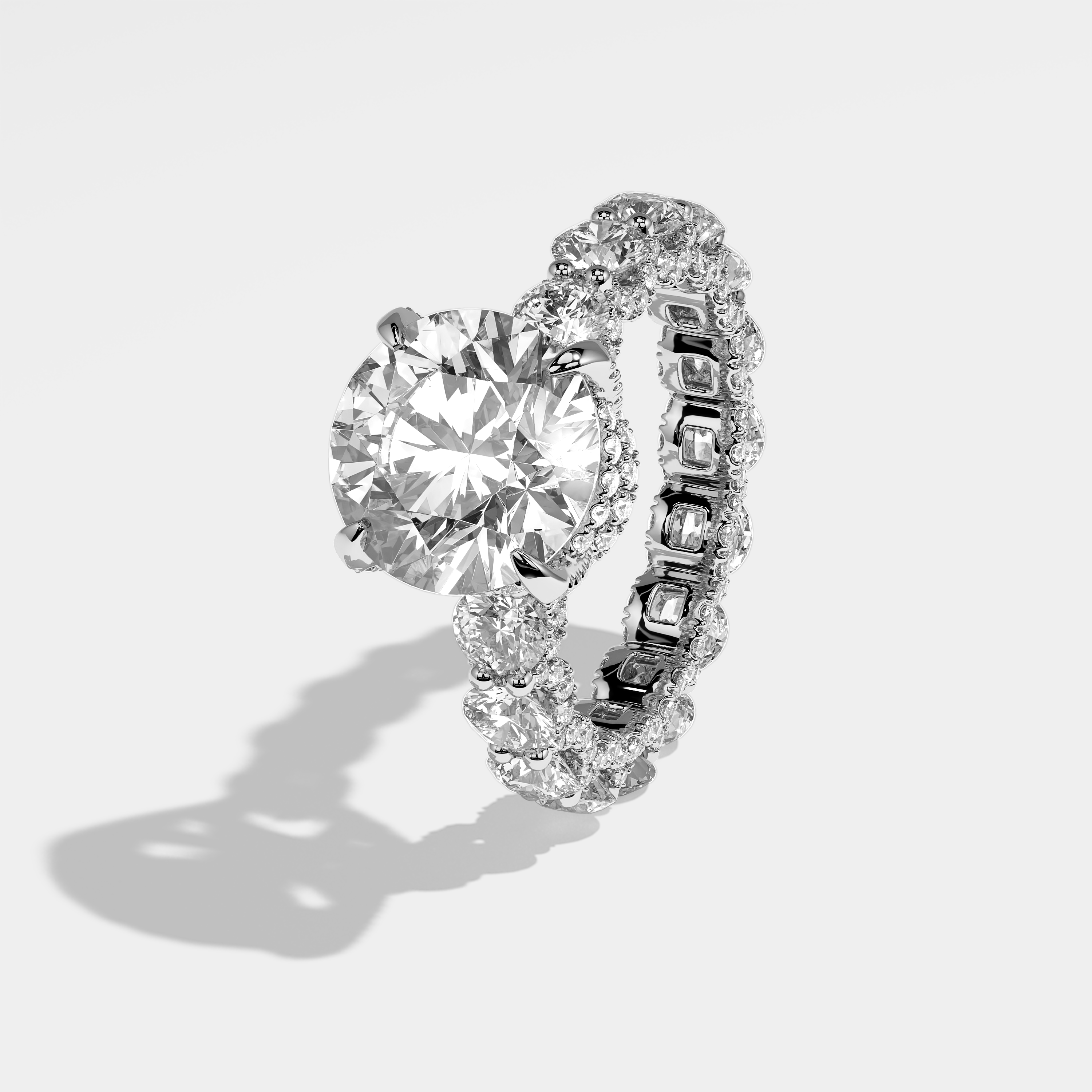 Addison Diamond Round Brilliant Engagement Ring 18K White Gold 18.00ct