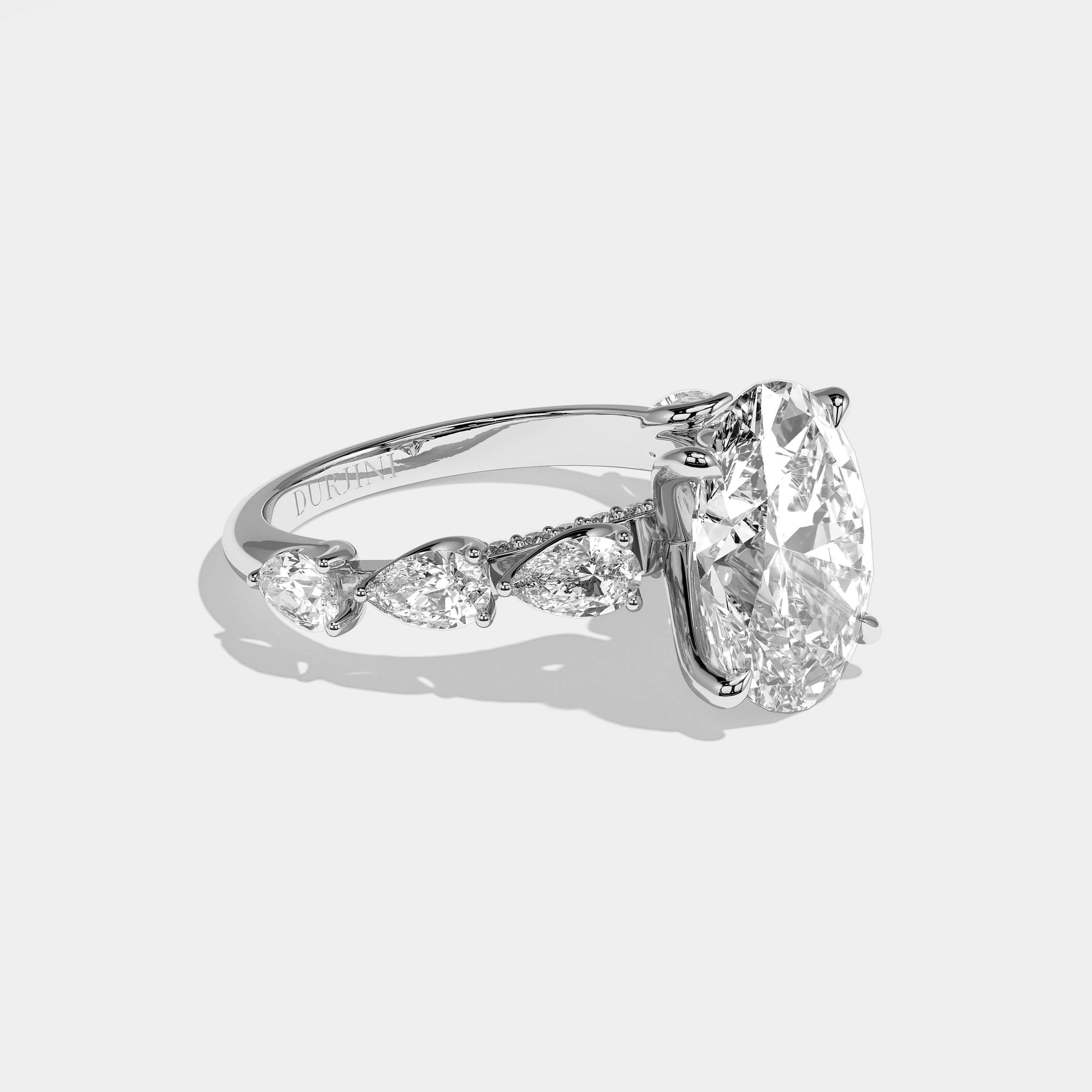 Right View – Kurbãni Durjini Aubrey Diamond Oval Halo Engagement Ring White Gold