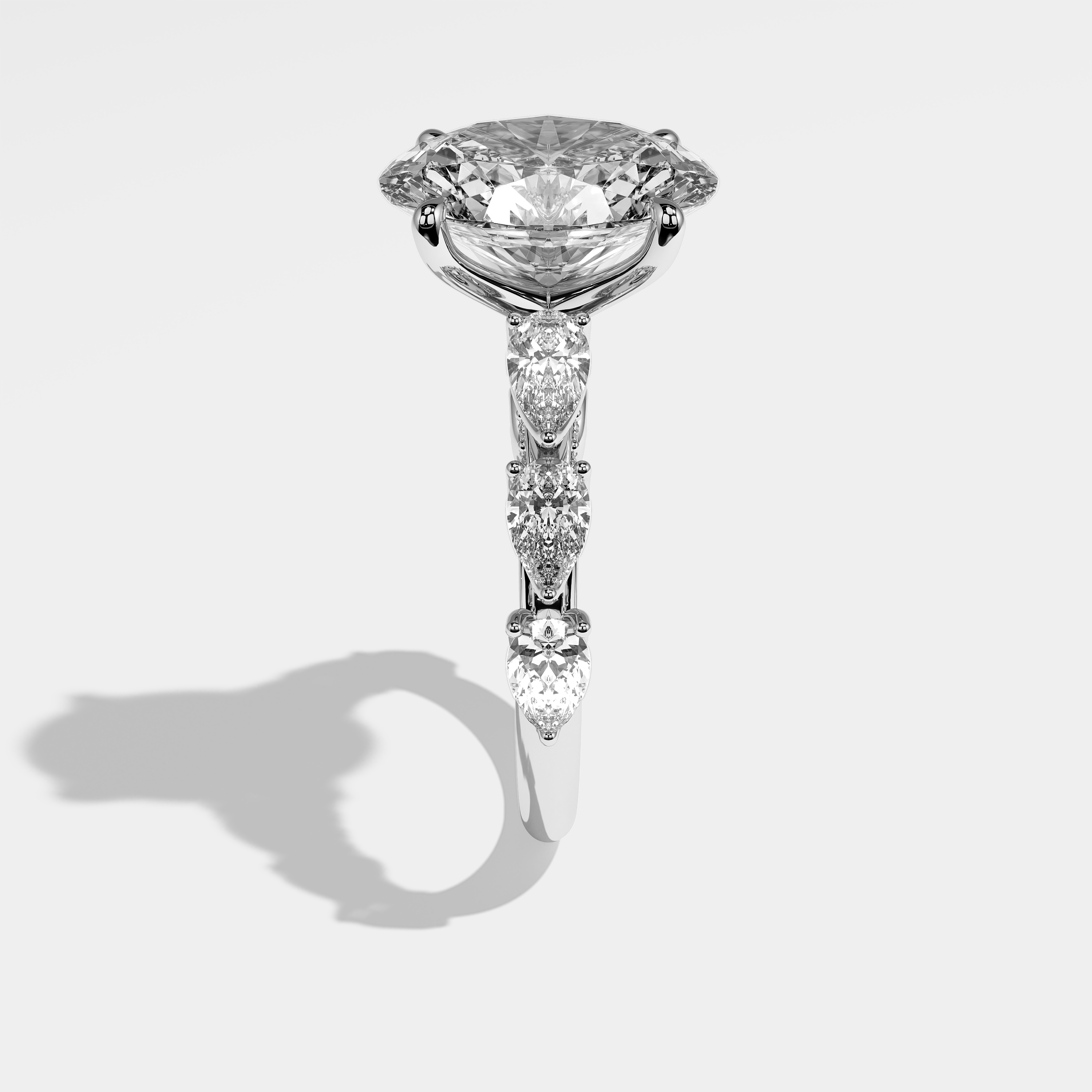 Side View – Kurbãni Durjini Aubrey Diamond Oval Halo Engagement Ring White Gold
