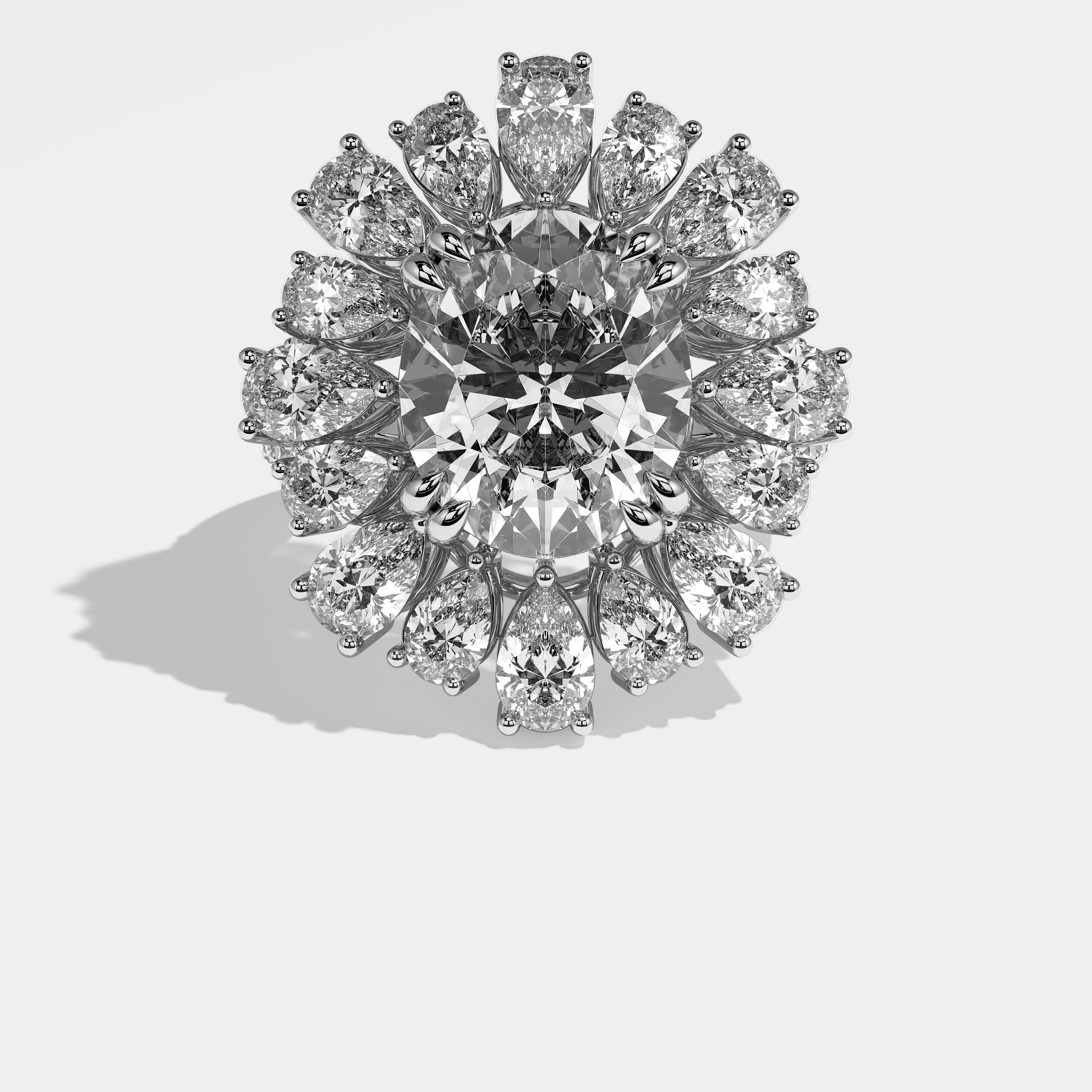 Avery Diamond Oval Halo Engagement Ring 18K White Gold 63.00ct