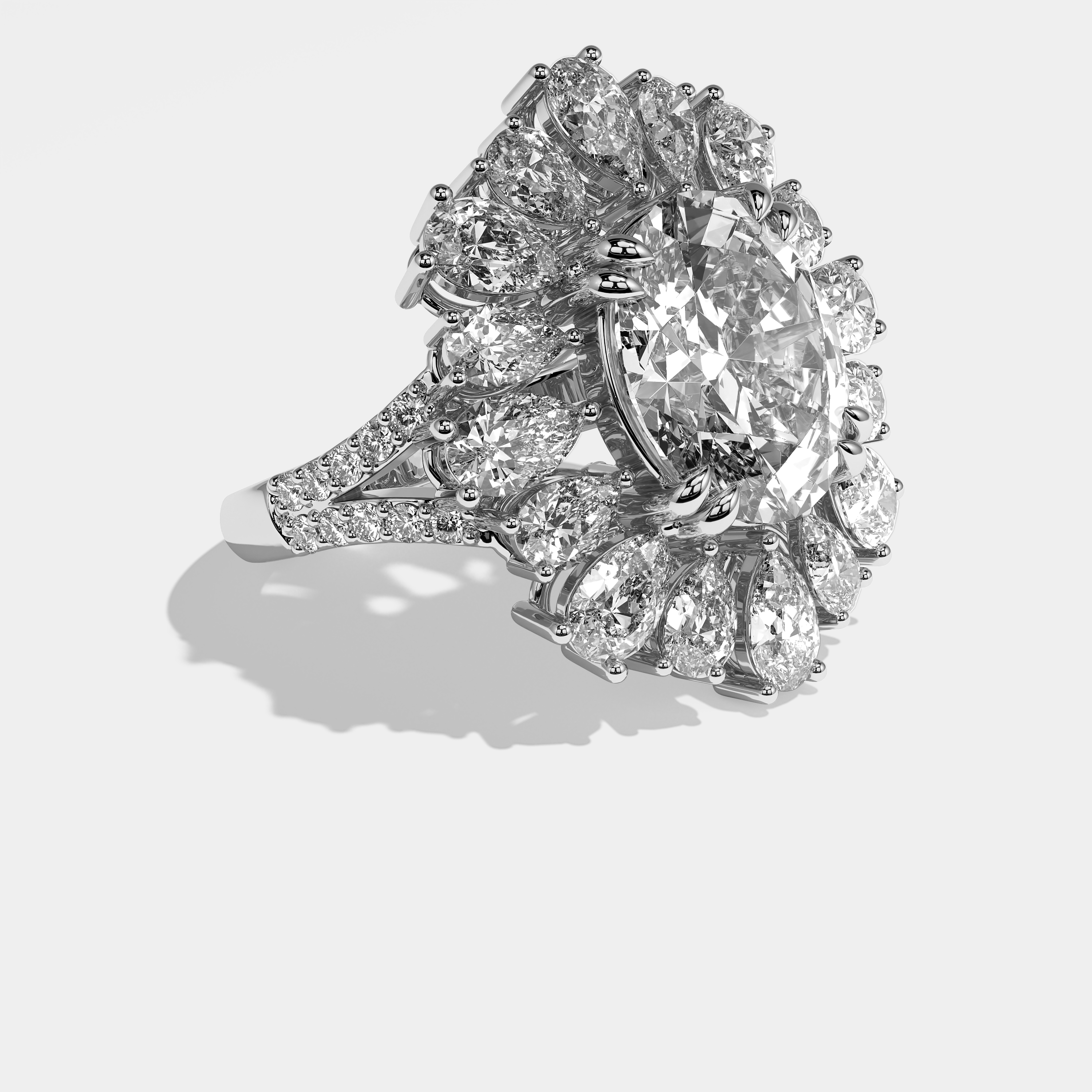 Avery Diamond Oval Halo Engagement Ring 18K White Gold 63.00ct