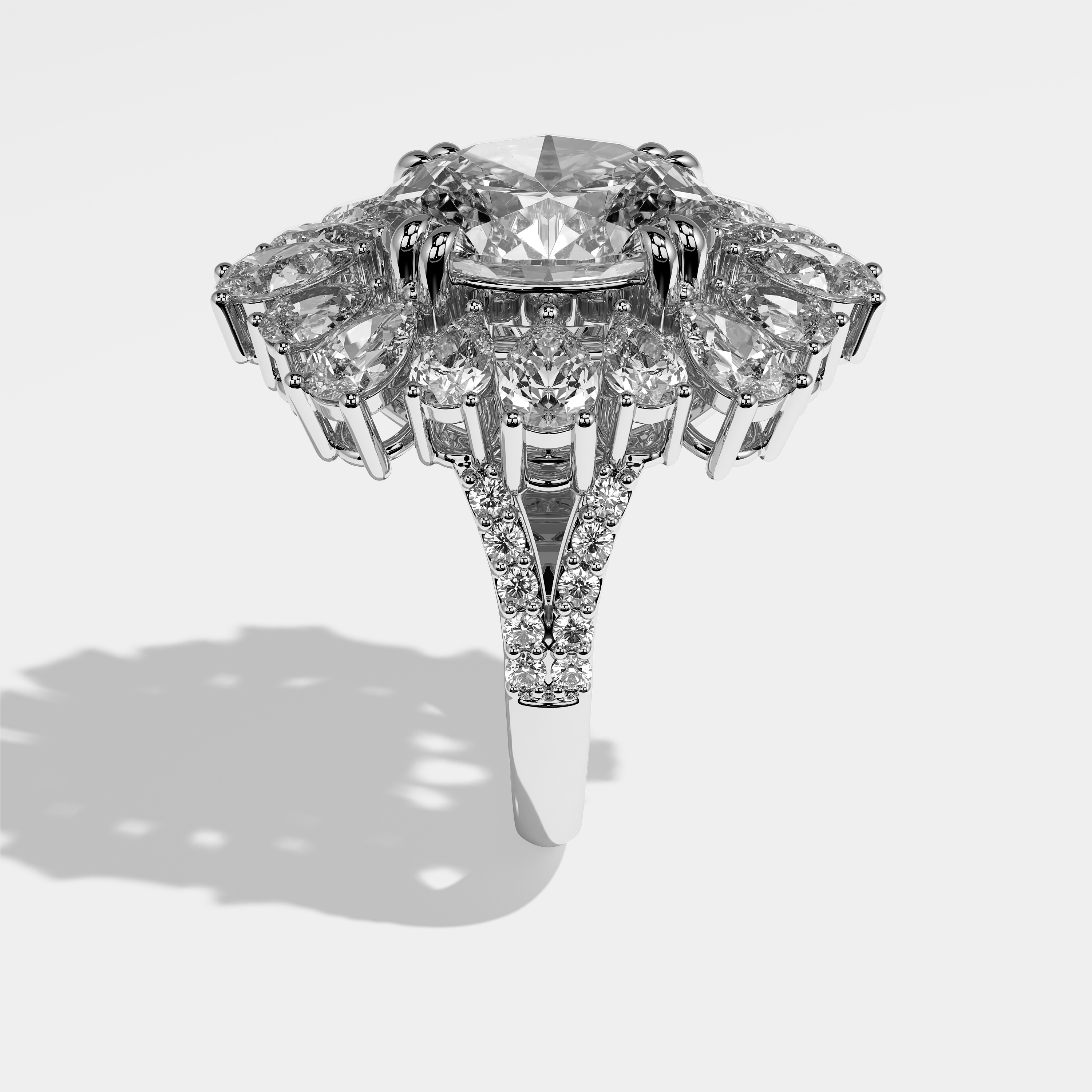 Avery Diamond Oval Halo Engagement Ring 18K White Gold 63.00ct