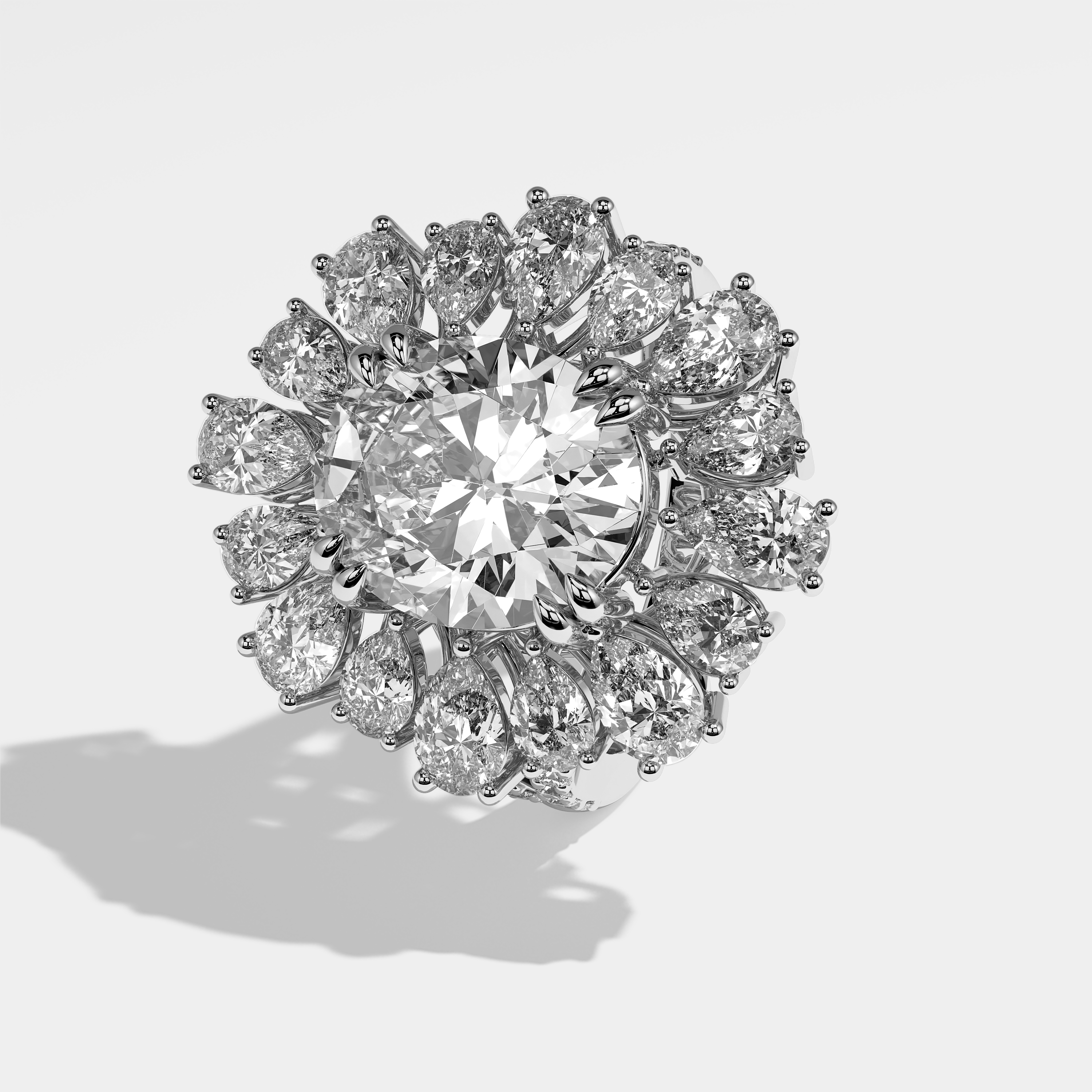Avery Diamond Oval Halo Engagement Ring 18K White Gold 63.00ct